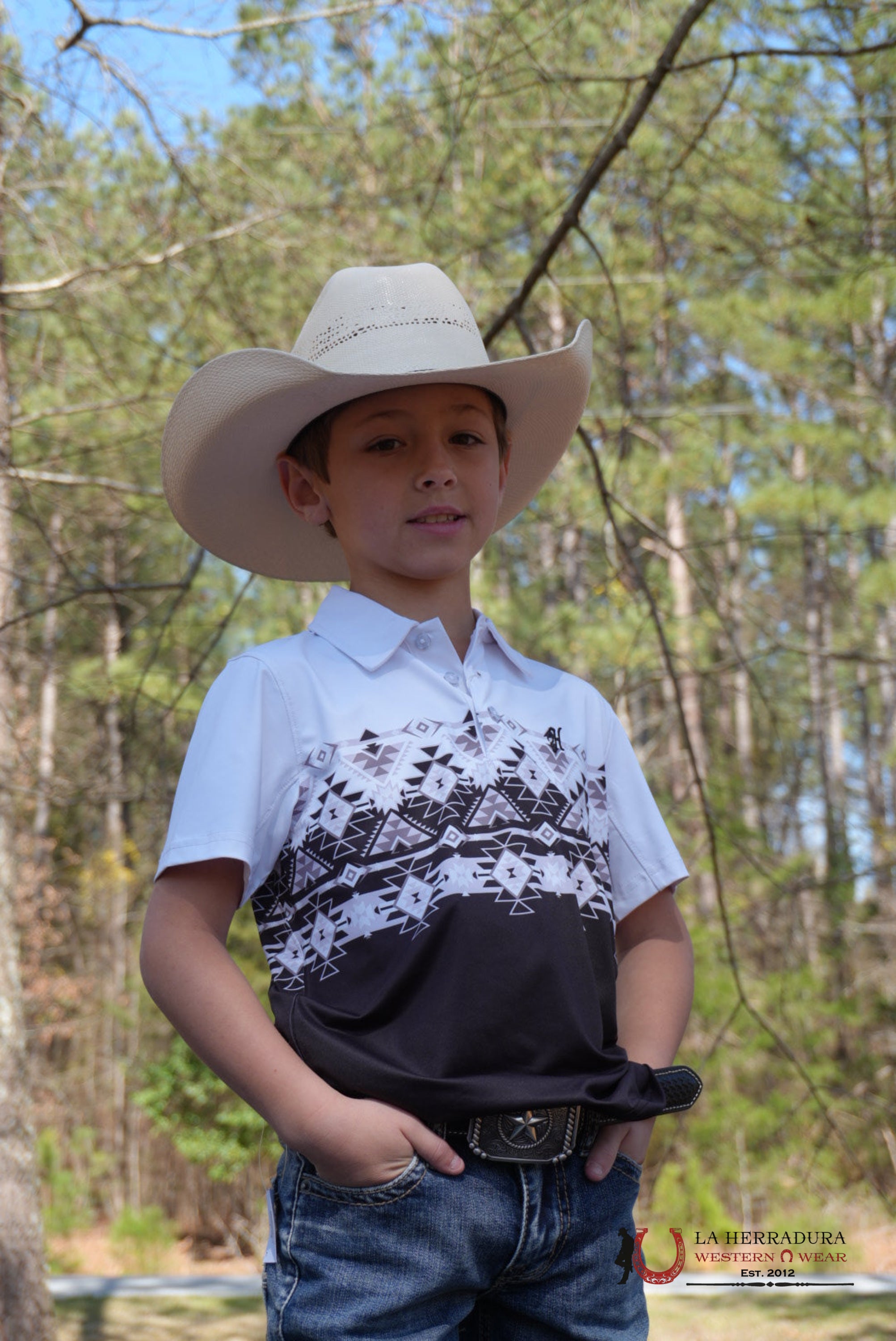 HOOEY BOYS THE WEEKENDER BLACK WHITE POLO NIÑOS