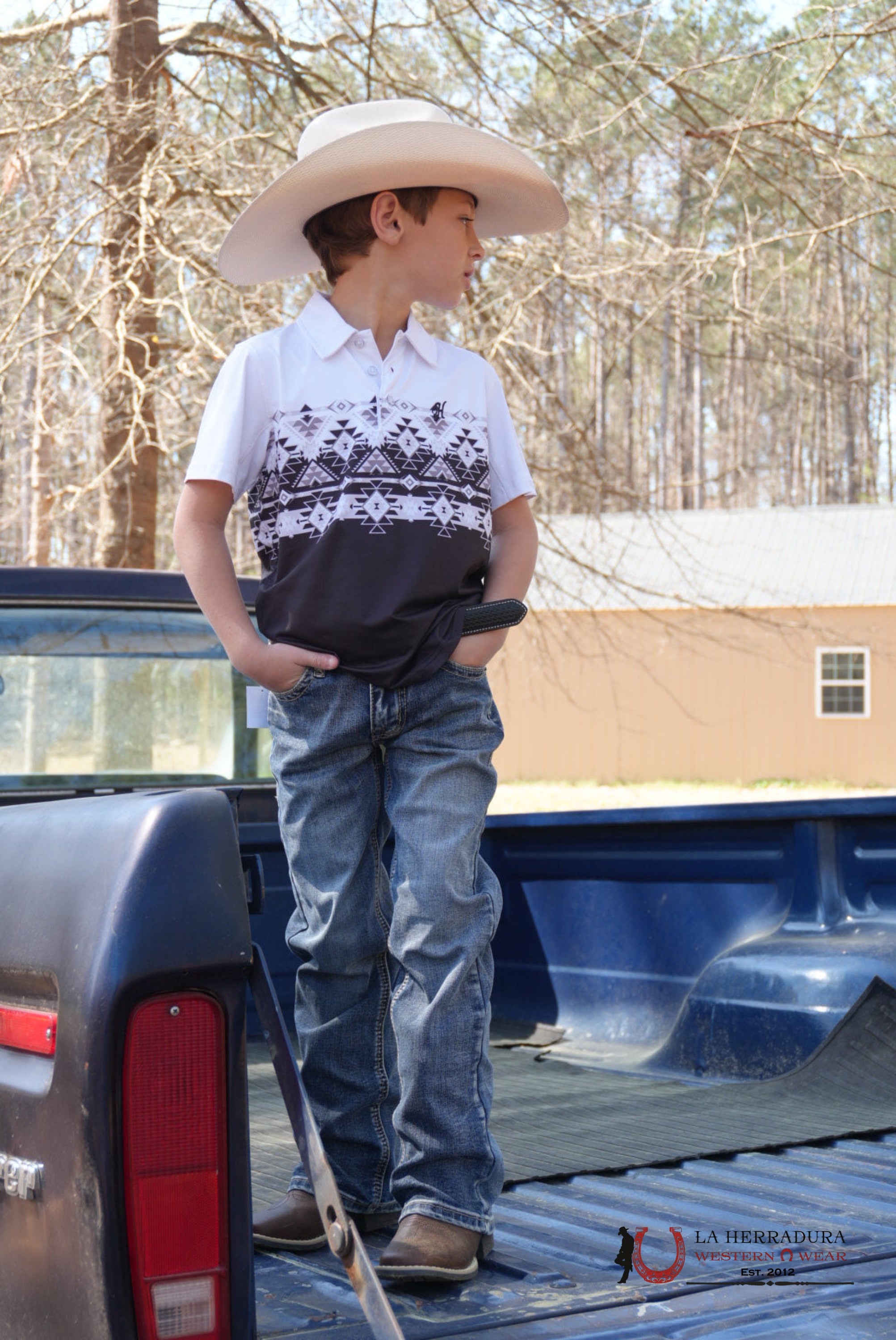 HOOEY BOYS THE WEEKENDER BLACK WHITE POLO NIÑOS