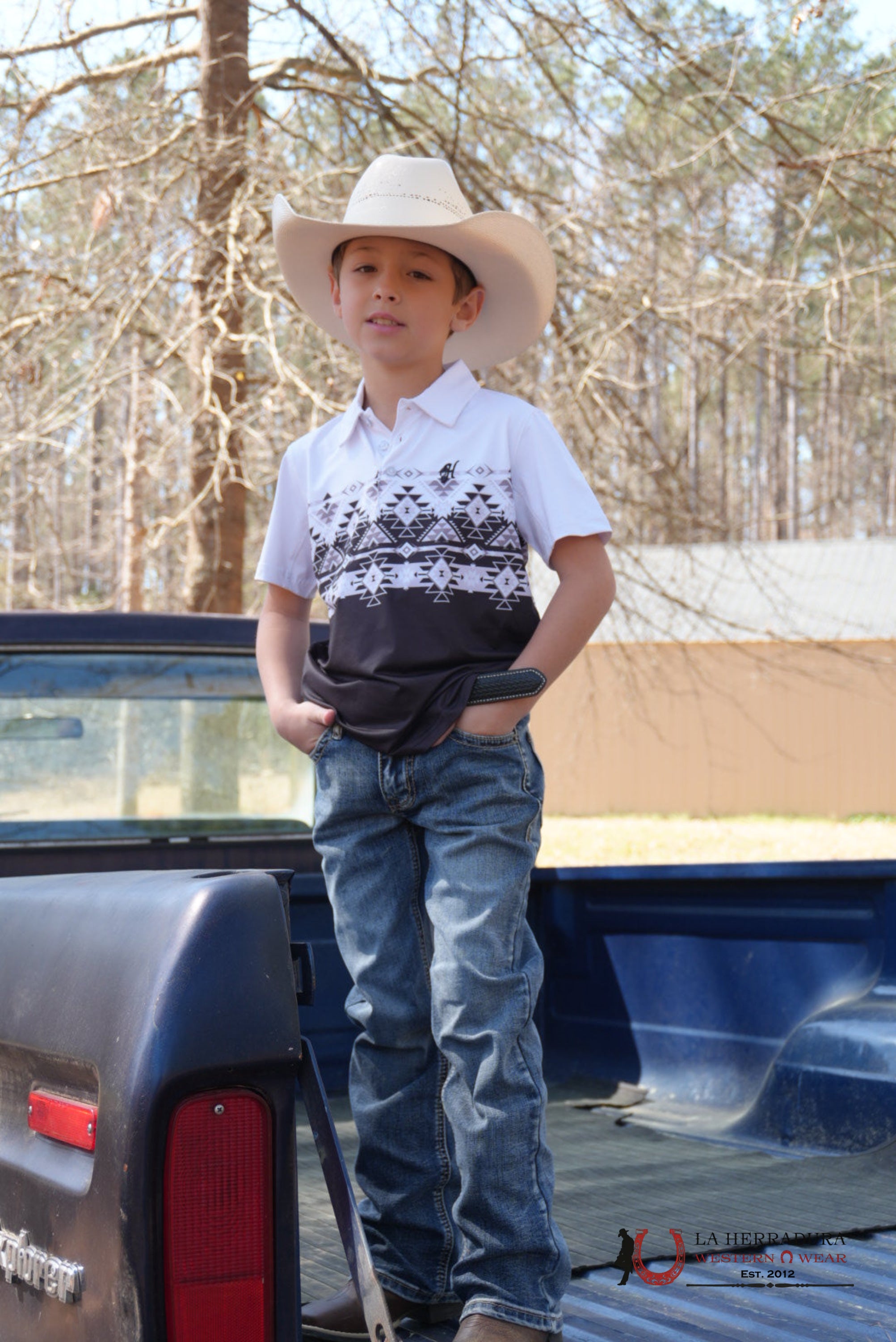 HOOEY BOYS THE WEEKENDER BLACK WHITE POLO NIÑOS
