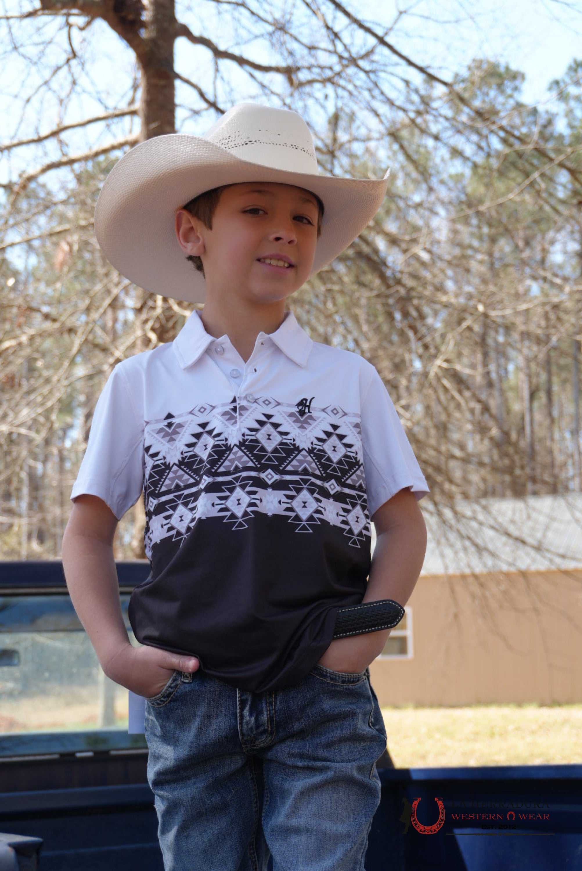 HOOEY BOYS THE WEEKENDER BLACK WHITE POLO NIÑOS