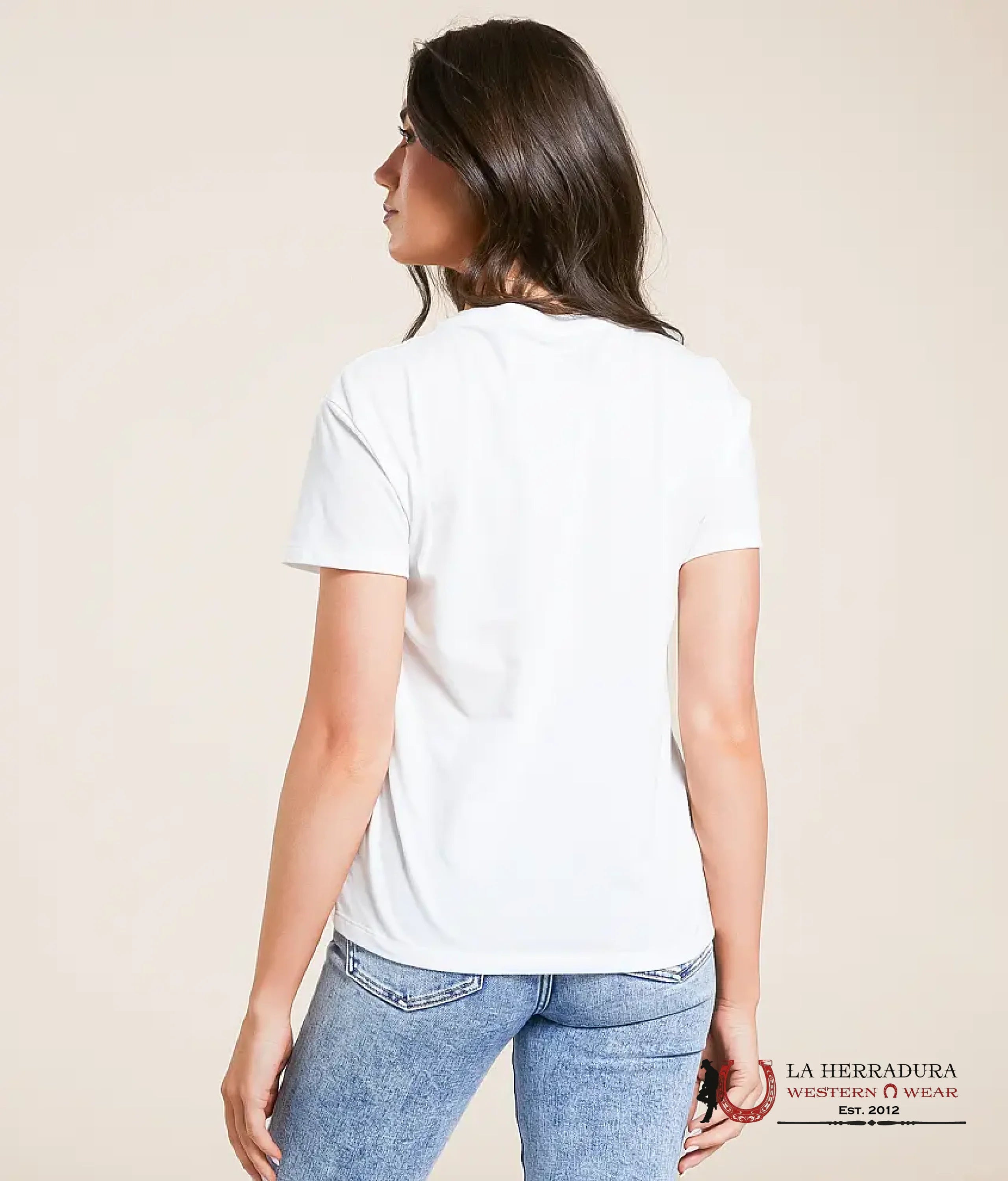 Hooey Bronc Cream Crew Neck Cotton/Poly Short Sleeve With Aztec Print PT1651CR ROPA MUJERES