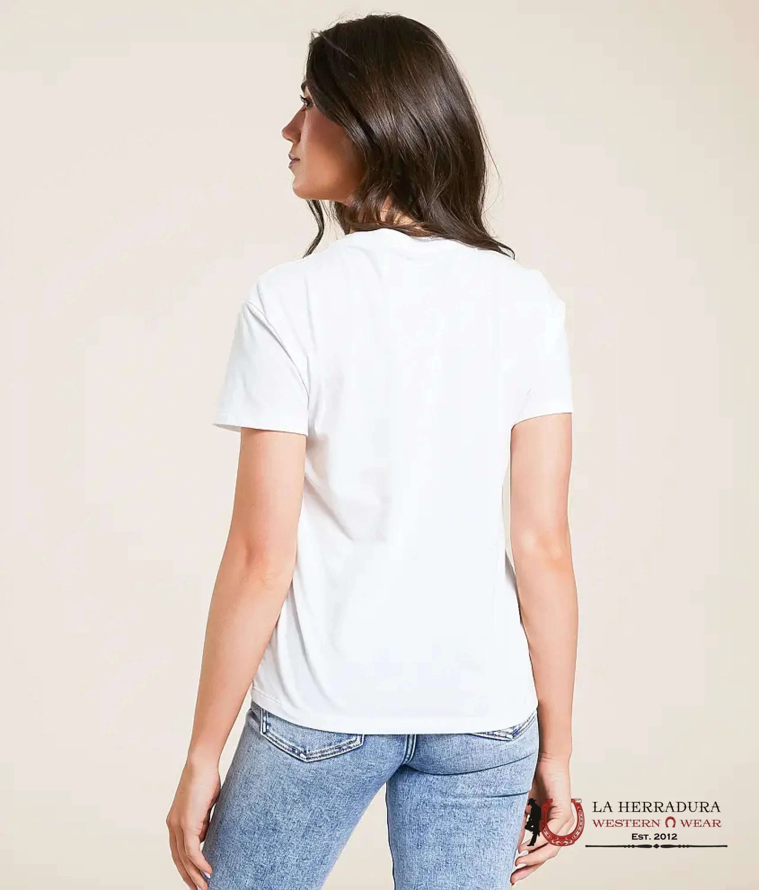 Hooey Bronc Cream Crew Neck Cotton/Poly Short Sleeve With Aztec Print PT1651CR ROPA MUJERES