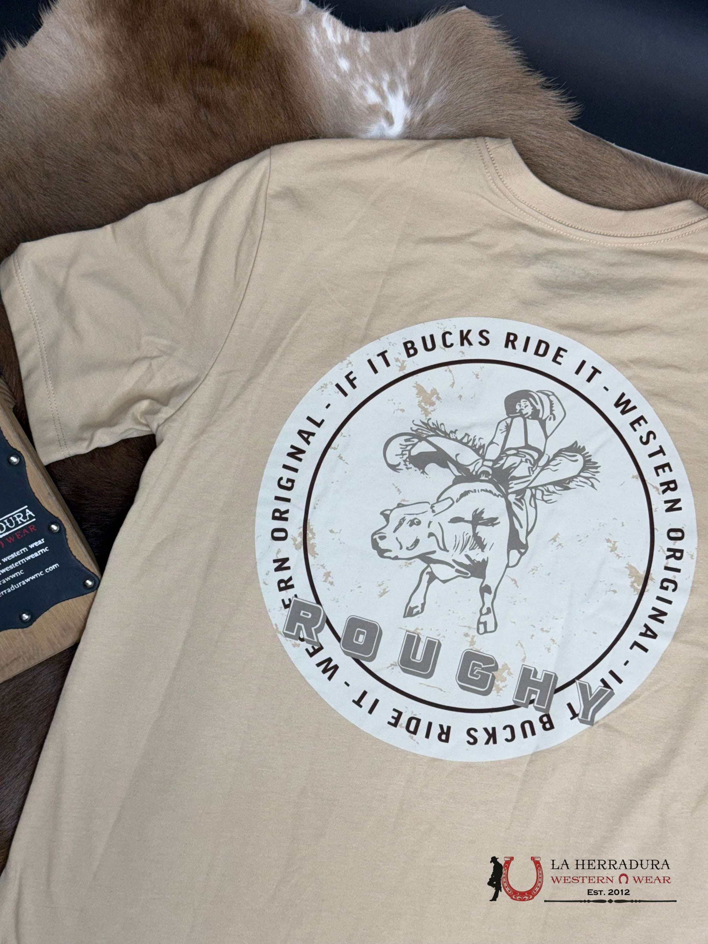 Hooey Buck’d Tan Short Sleeve With Cream Logo On Black Ropa Hombres