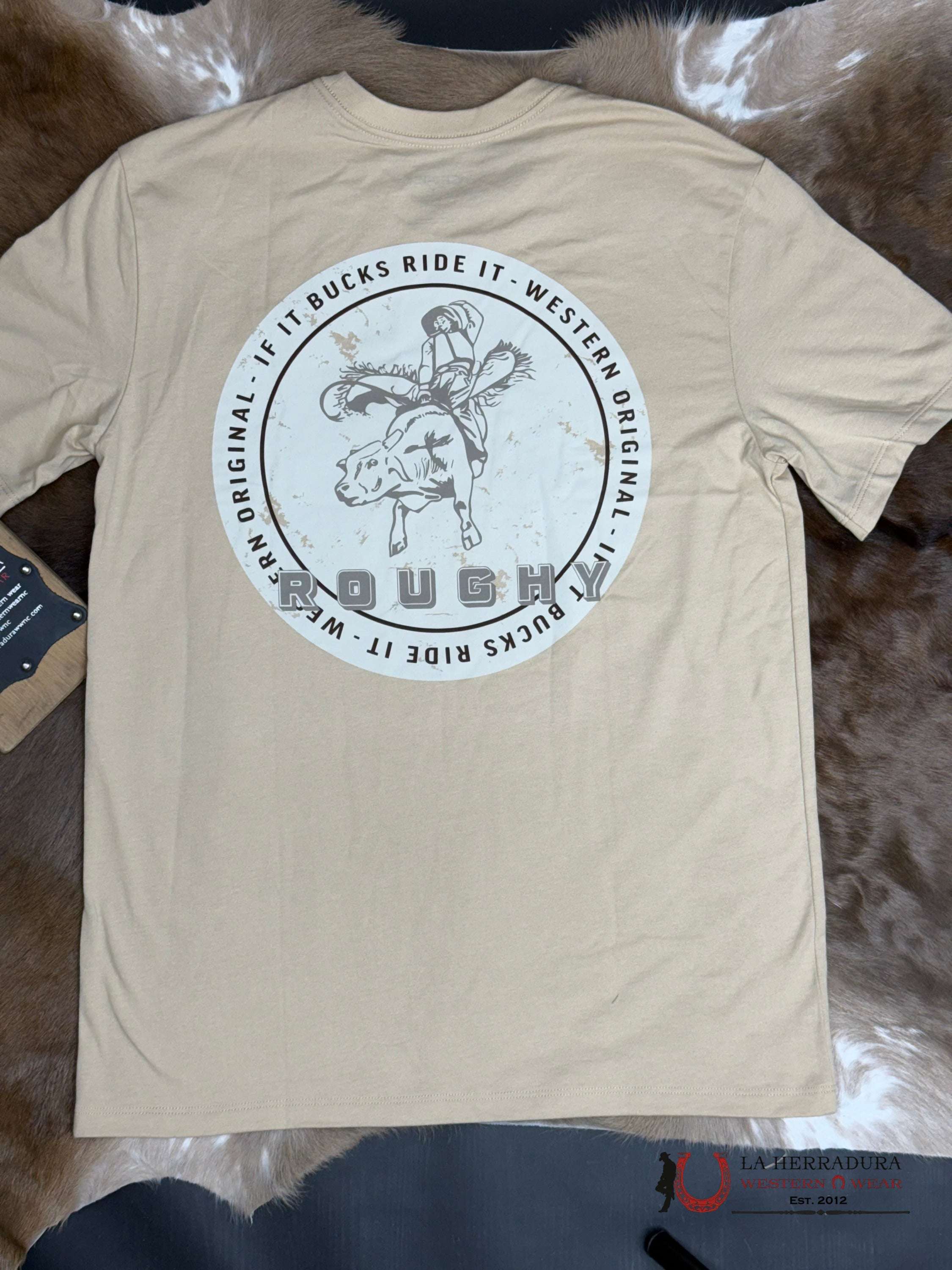 Hooey Buck’d Tan Short Sleeve With Cream Logo On Black Ropa Hombres