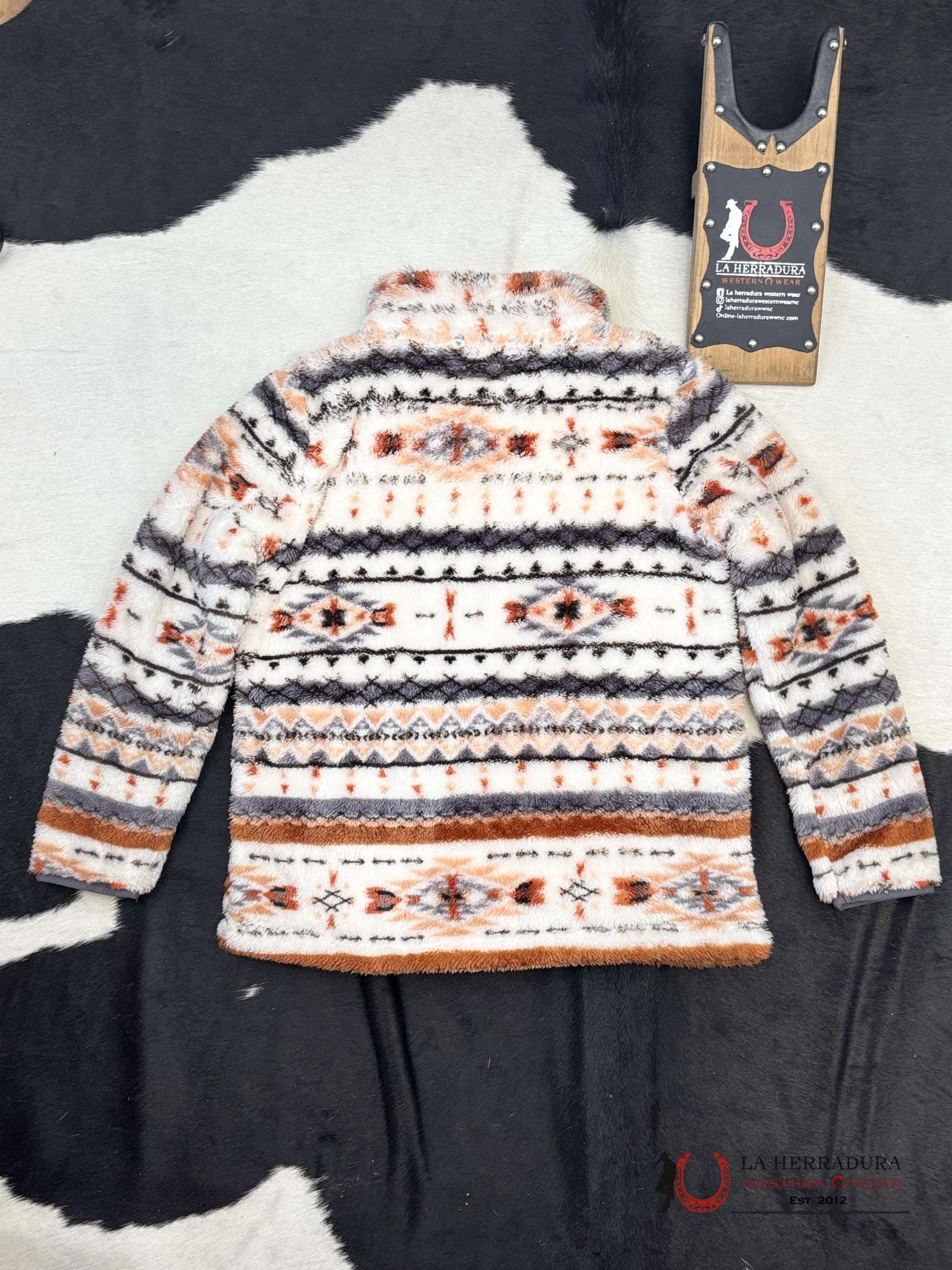 Hooey Fleece Pullover Cream/Aztec Niños