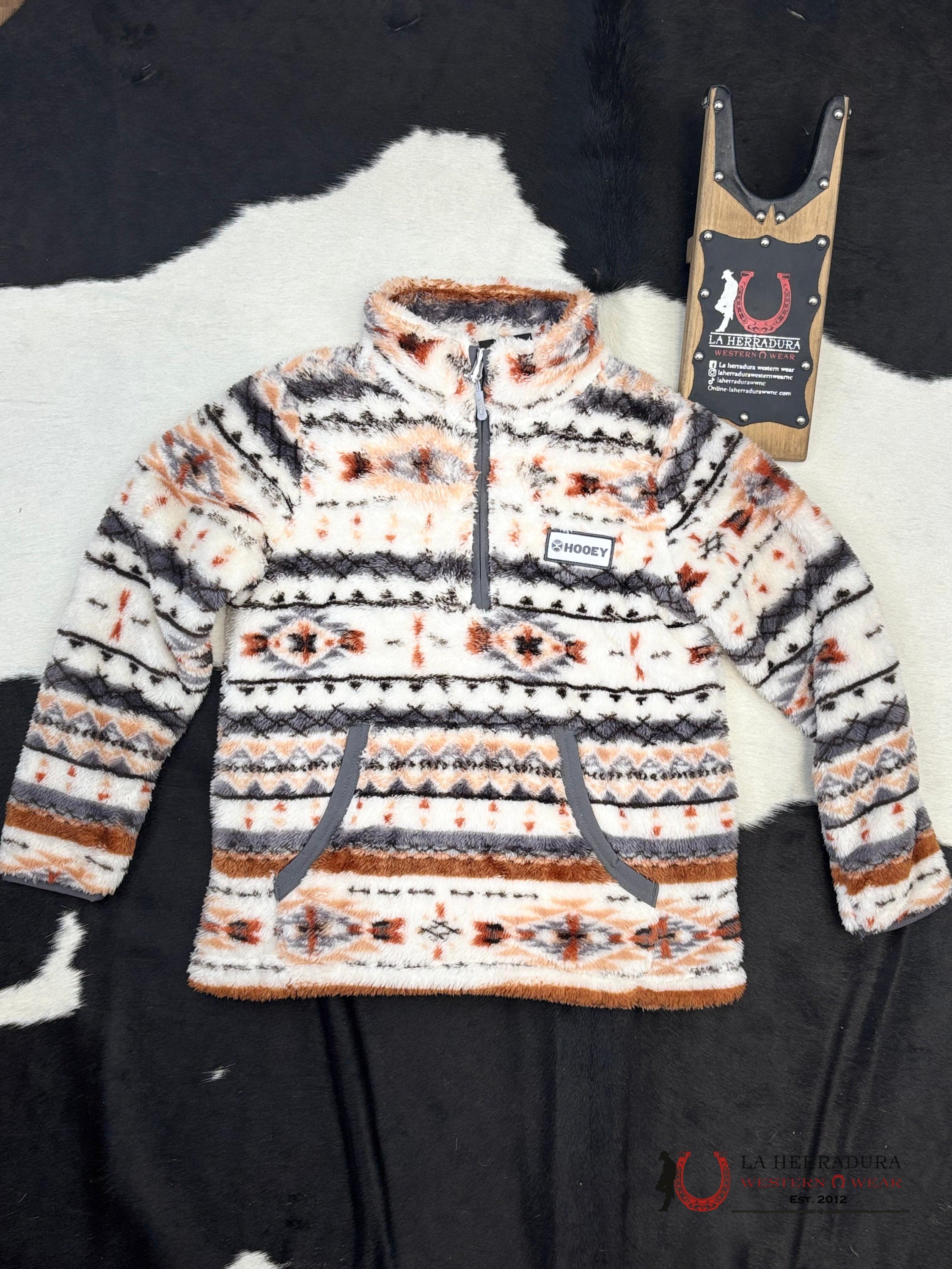 Hooey Fleece Pullover Cream/Aztec Niños