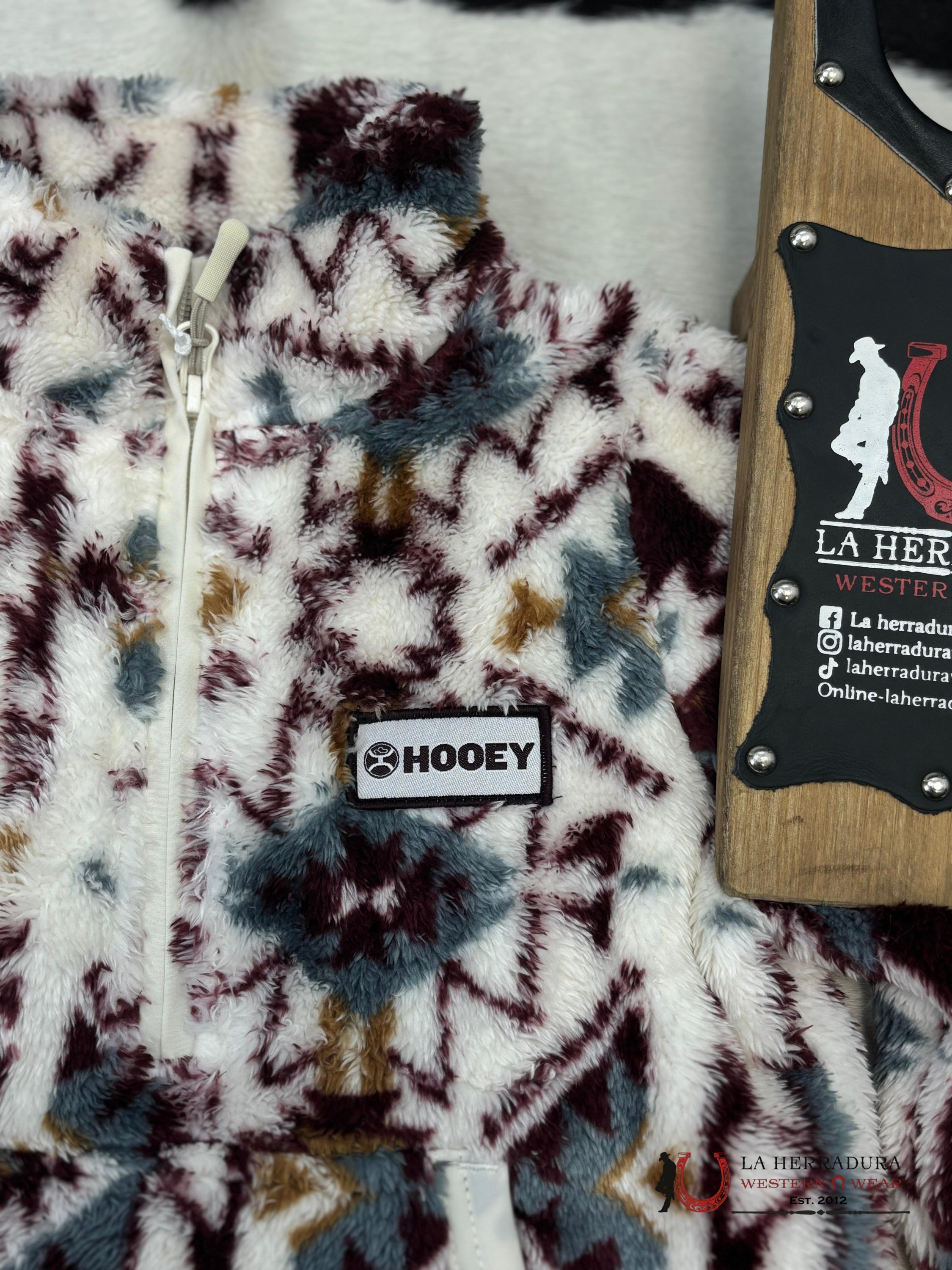 Hooey Fleece Pullover Pink With Brown/Blue Aztec Pattern Niños