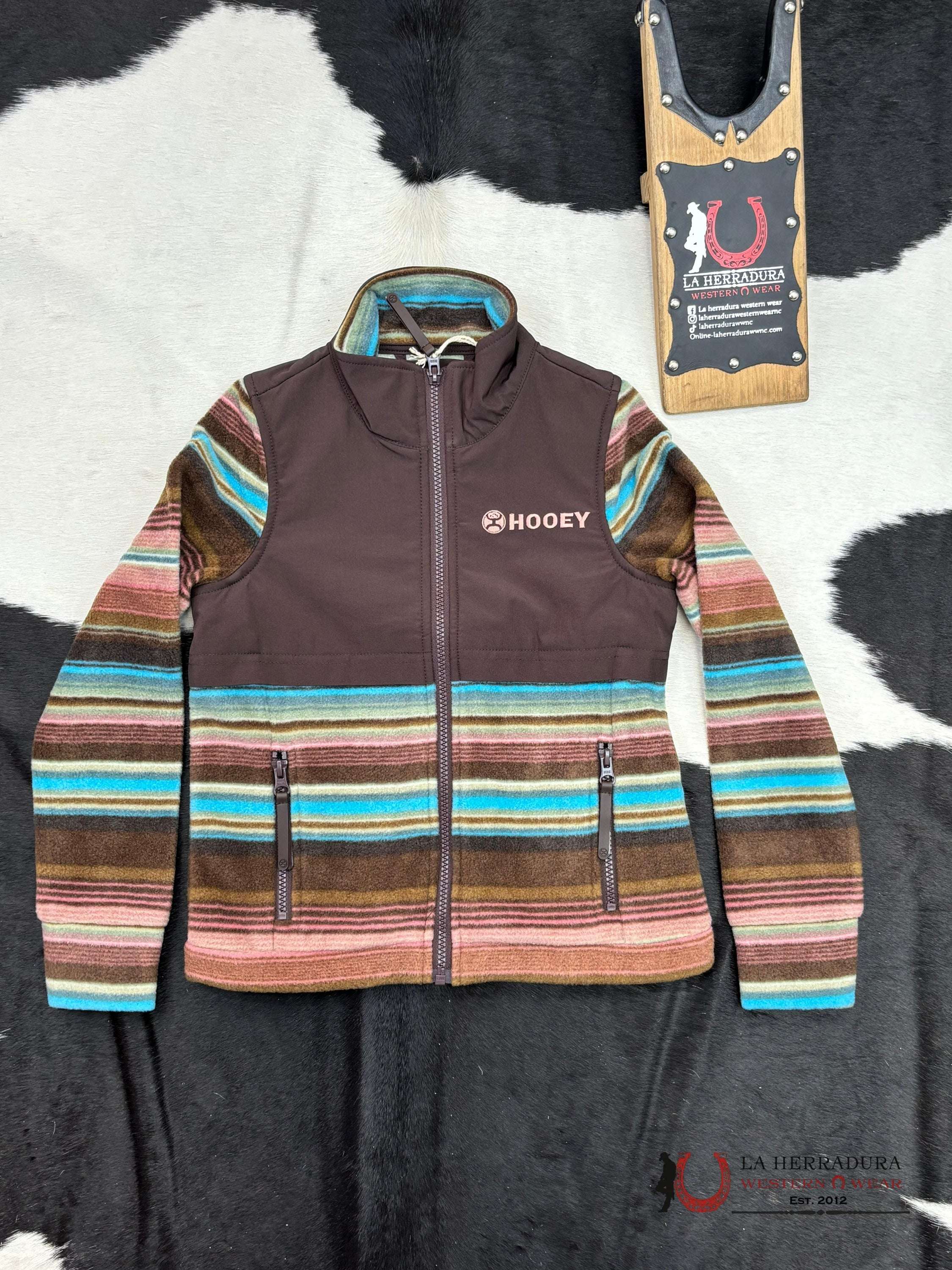 Hooey Girls Tech Fleece Jacket Brown Full Zip Niñas
