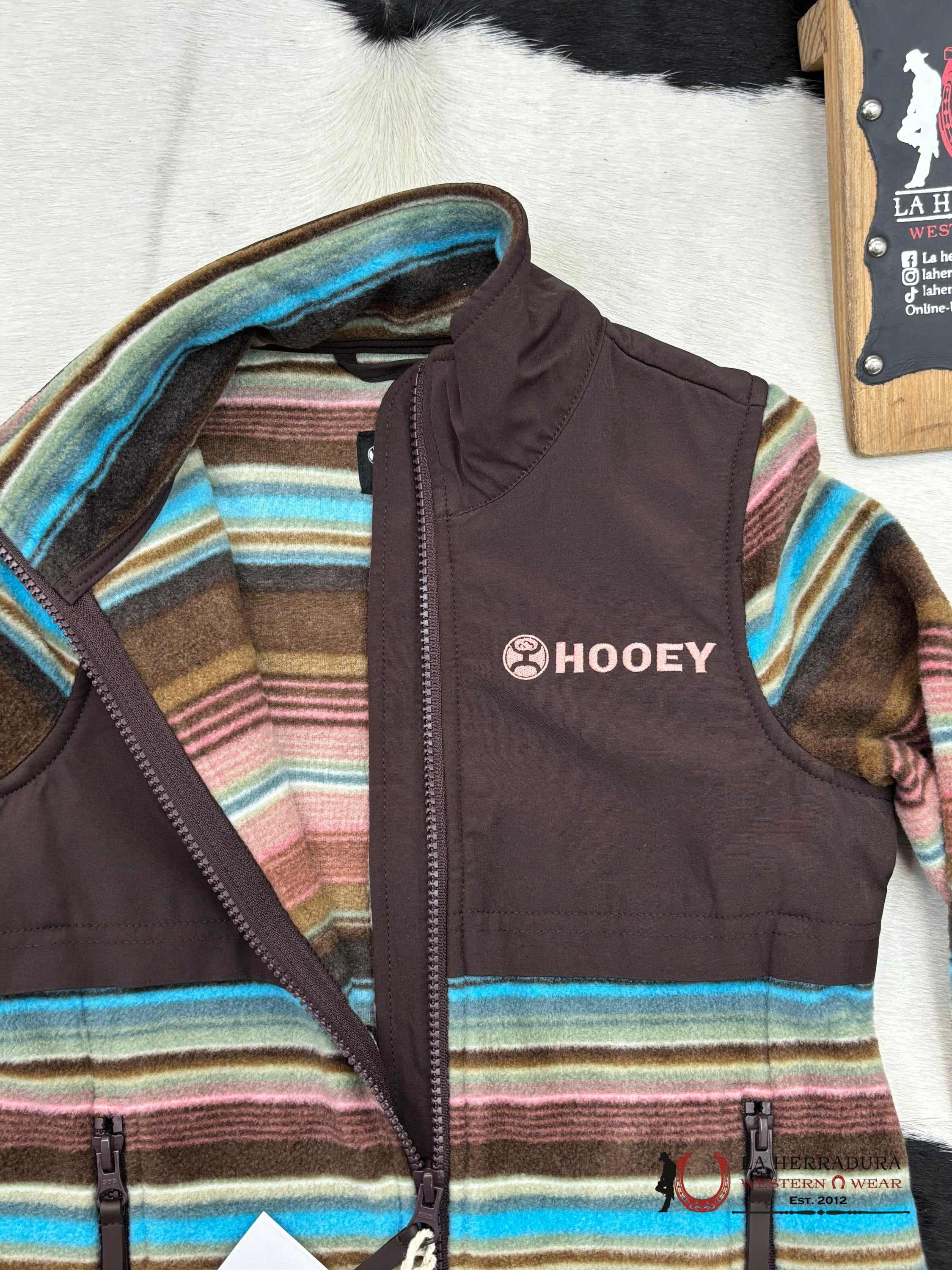 Hooey Girls Tech Fleece Jacket Brown Full Zip Niñas