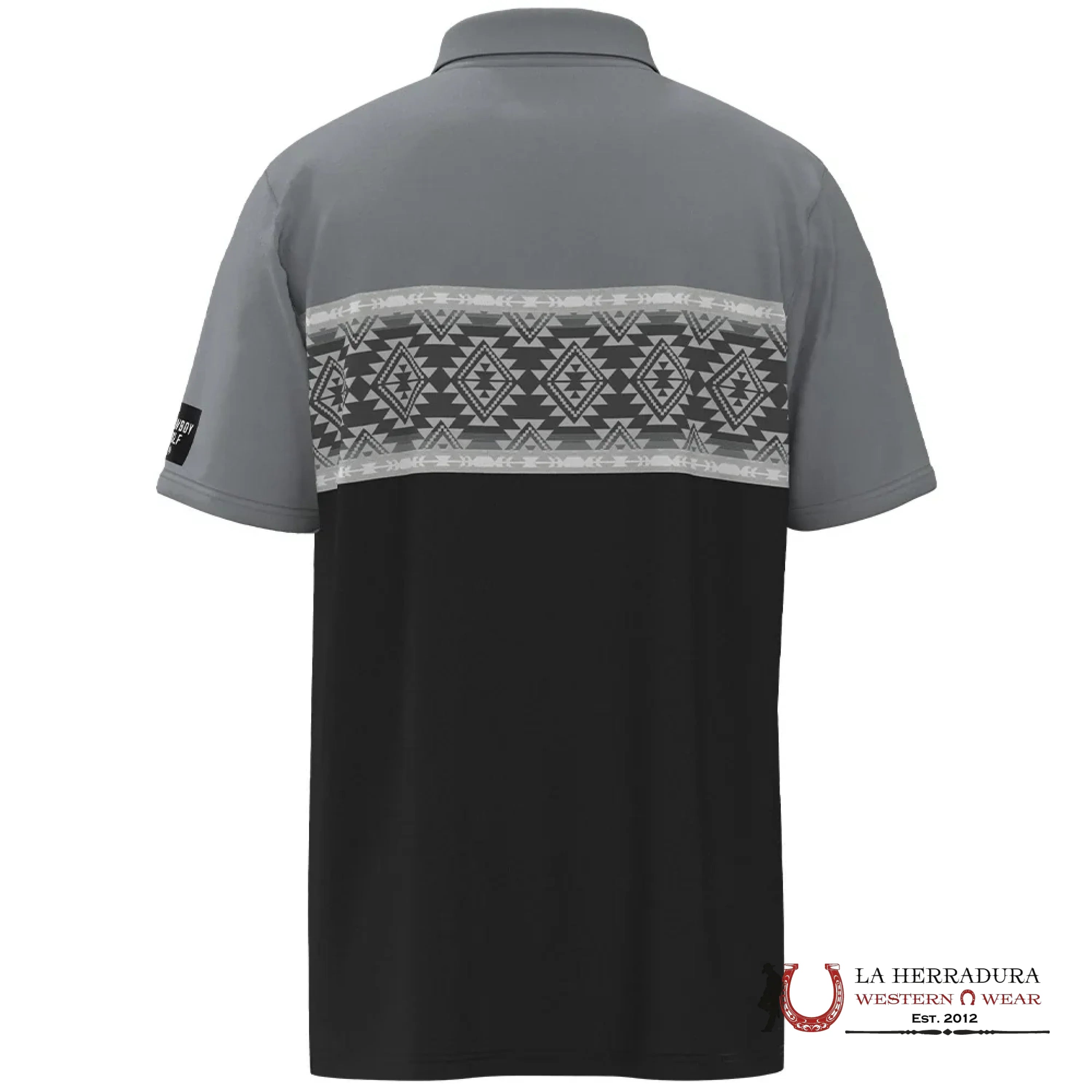 Hooey Hot Shot Grey/Black Aztec Polo Short Sleeve Shirt Men ROPA HOMBRES