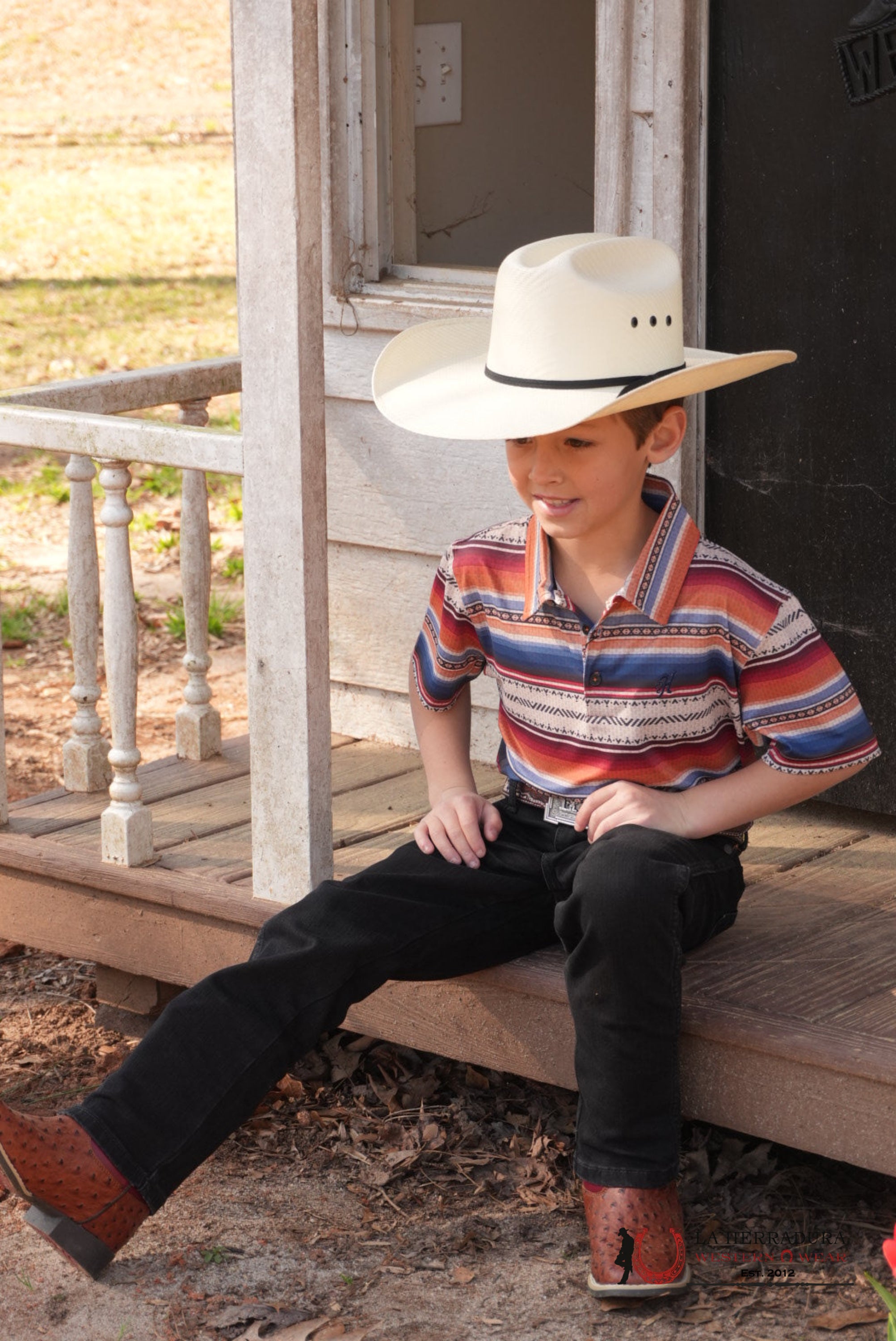 Hooey Kids Weekender Multi Color Serape Aztec Short Sleeve Polo Shirte NIÑOS