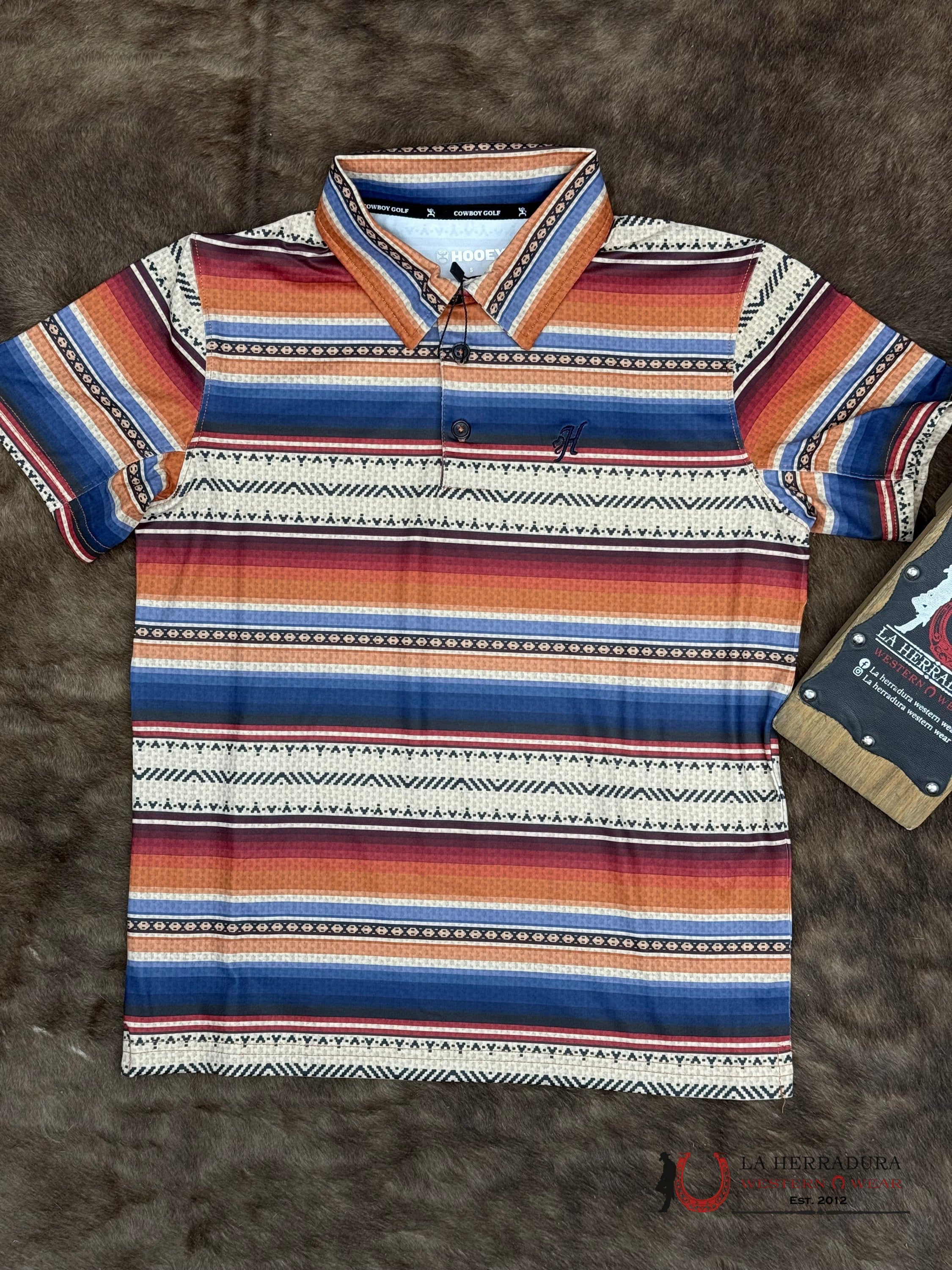 Hooey Kids Weekender Multi Color Serape Aztec Short Sleeve Polo Shirte NIÑOS