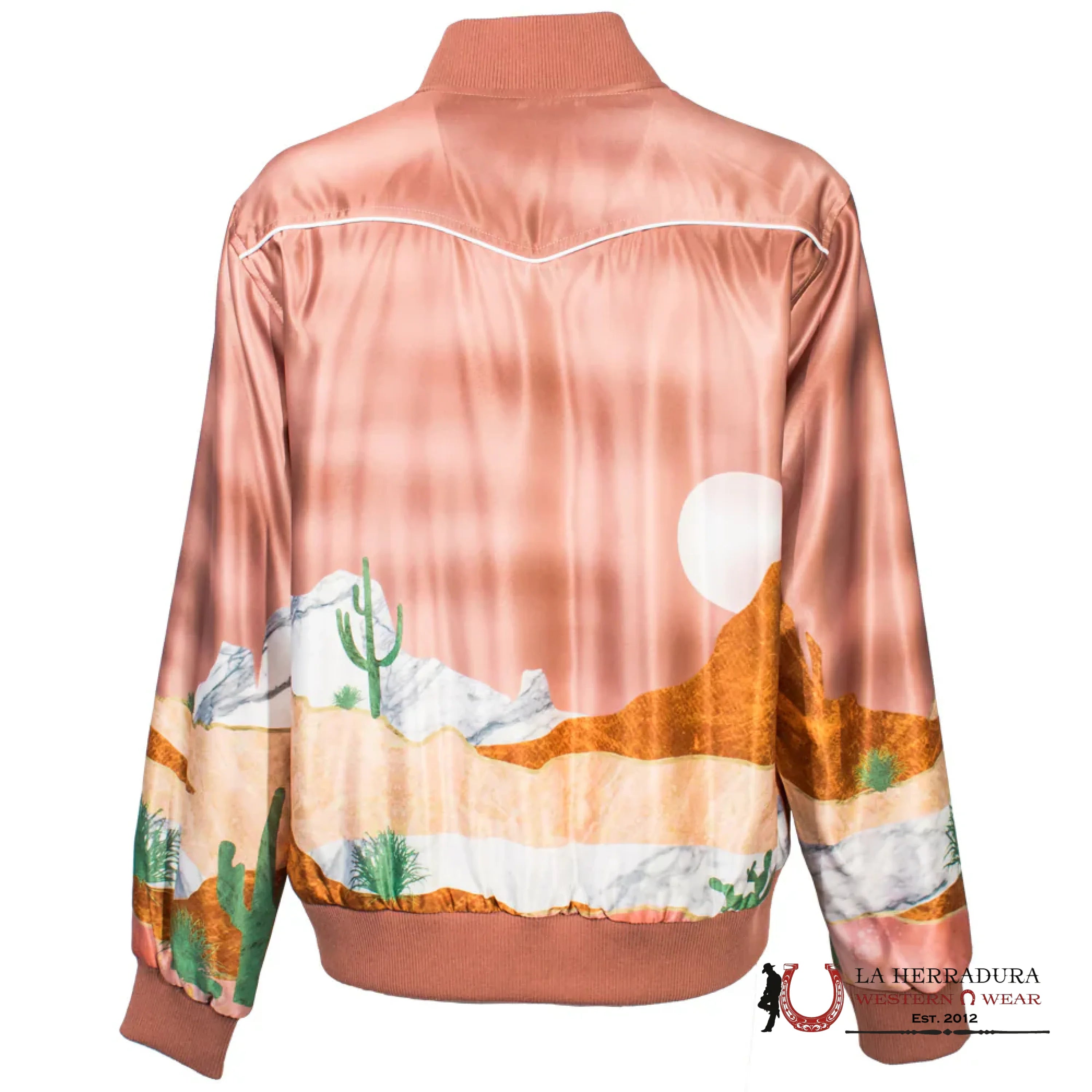 Hooey Ladies Bomber Jacket Pink With Desert Landscape Ropa Mujeres