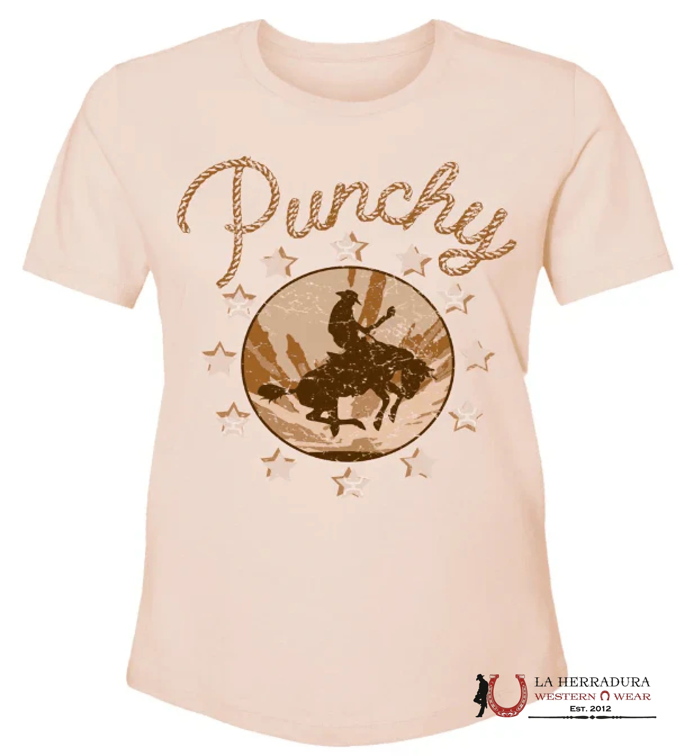 HOOEY LADIES PEACH CREW NECK TAN LOGO SHORT SLEEVE T-SHIRT HT160LTPK ROPA MUJERES