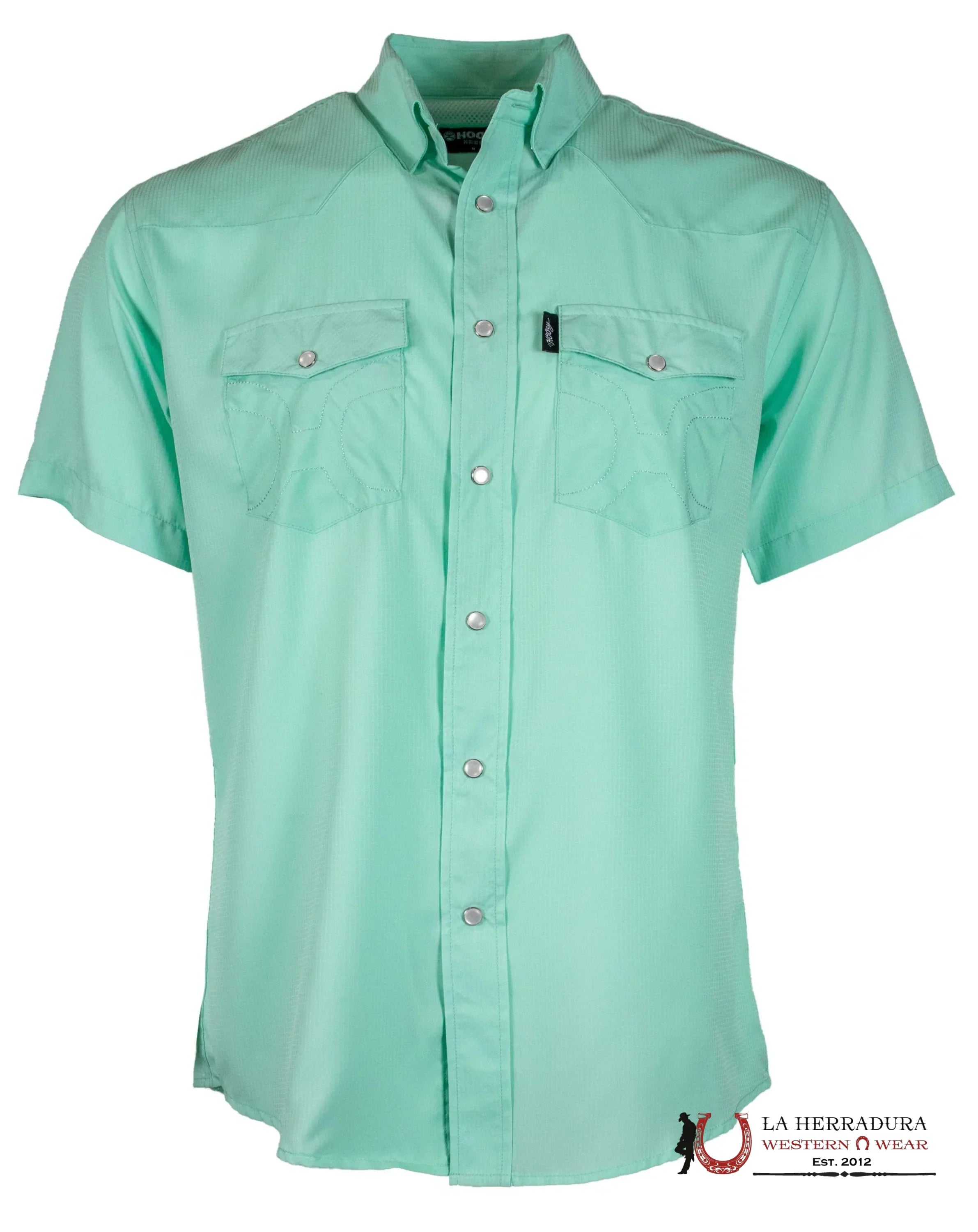 HOOEY MEN GREEN CURACO PEARL SNAP SHORT SLEEVE HT1610TL ROPA HOMBRES