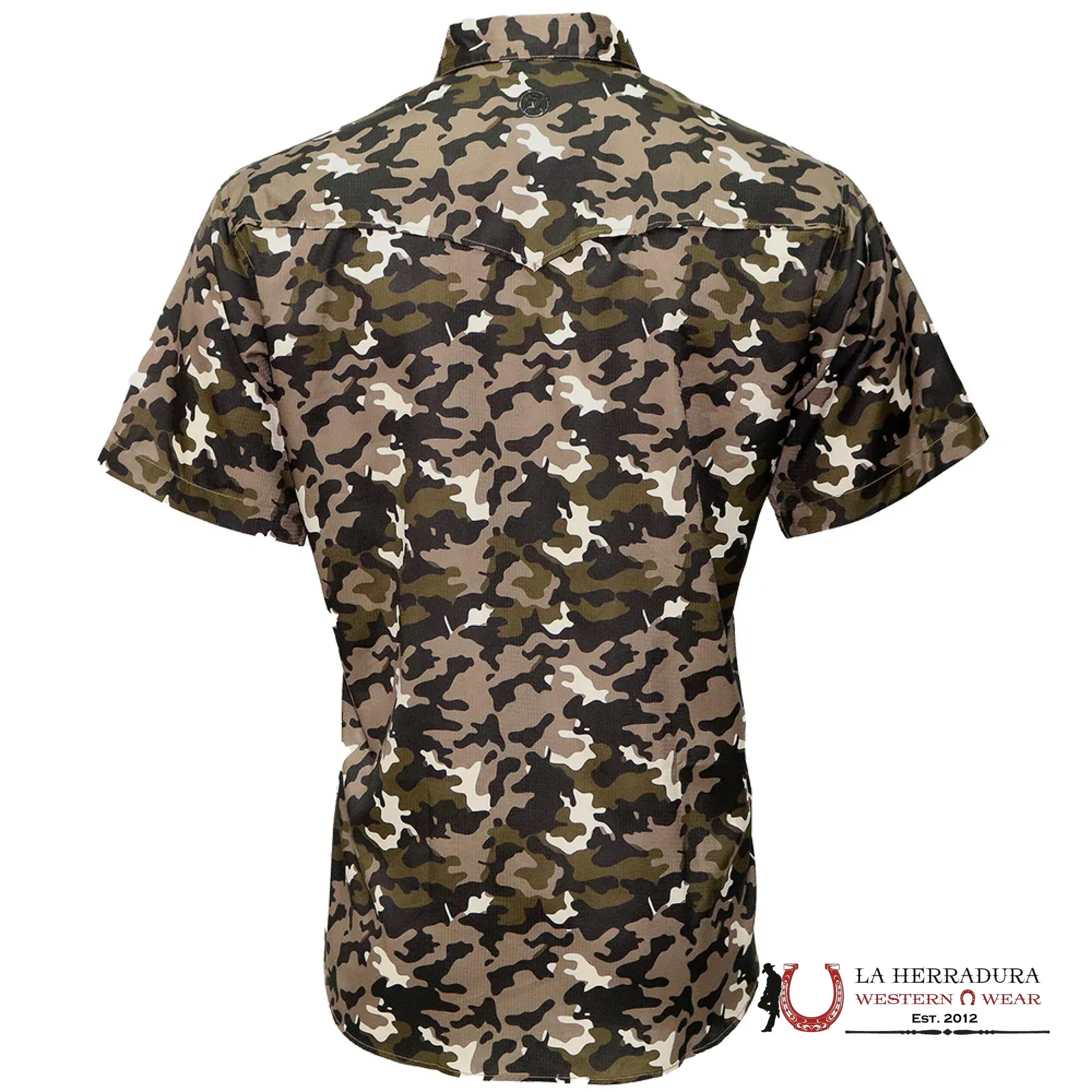 HOOEY MENS CAMO PATTERN ALL OVER SHORT SLEEVE PEARL SNAP WITH LENS CLEANER ROPA HOMBRES