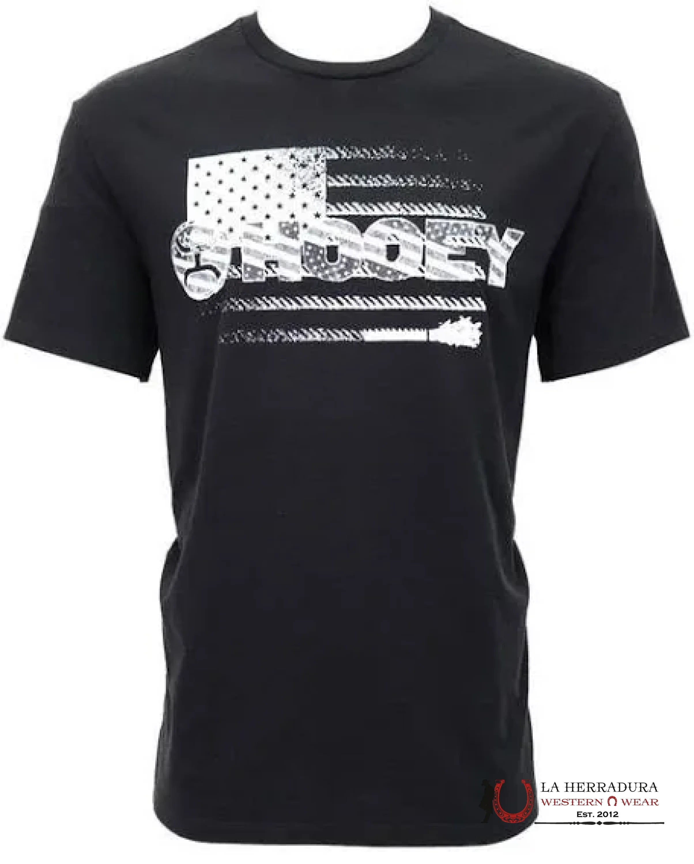 HOOEY MENS TSHIRT BLACK WHITE FLAG LOGO HT1748BK ROPA HOMBRES
