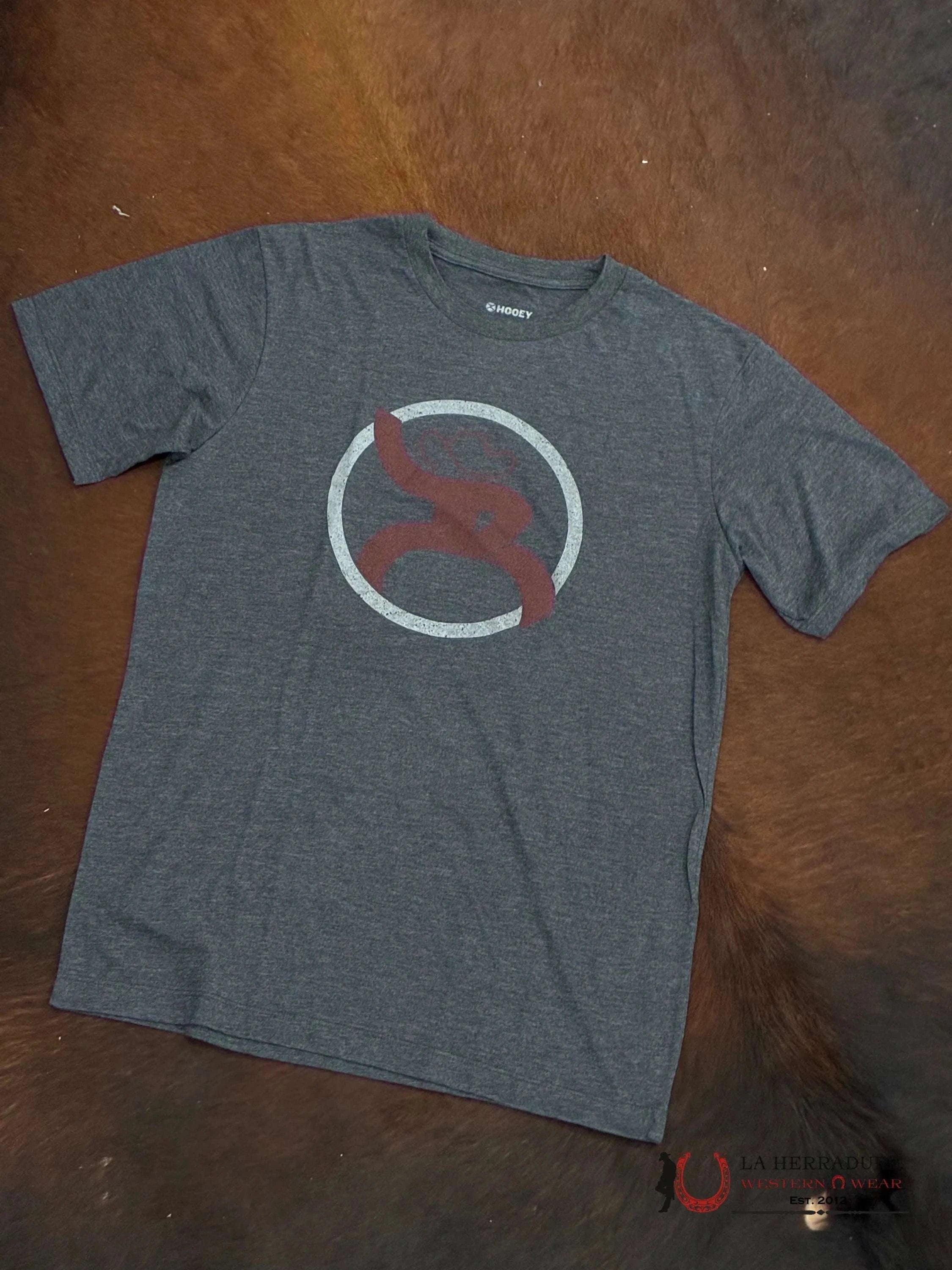 HOOEY MENS TSHIRT CHARCOAL GREY/MAROON LOGO ROPA HOMBRES