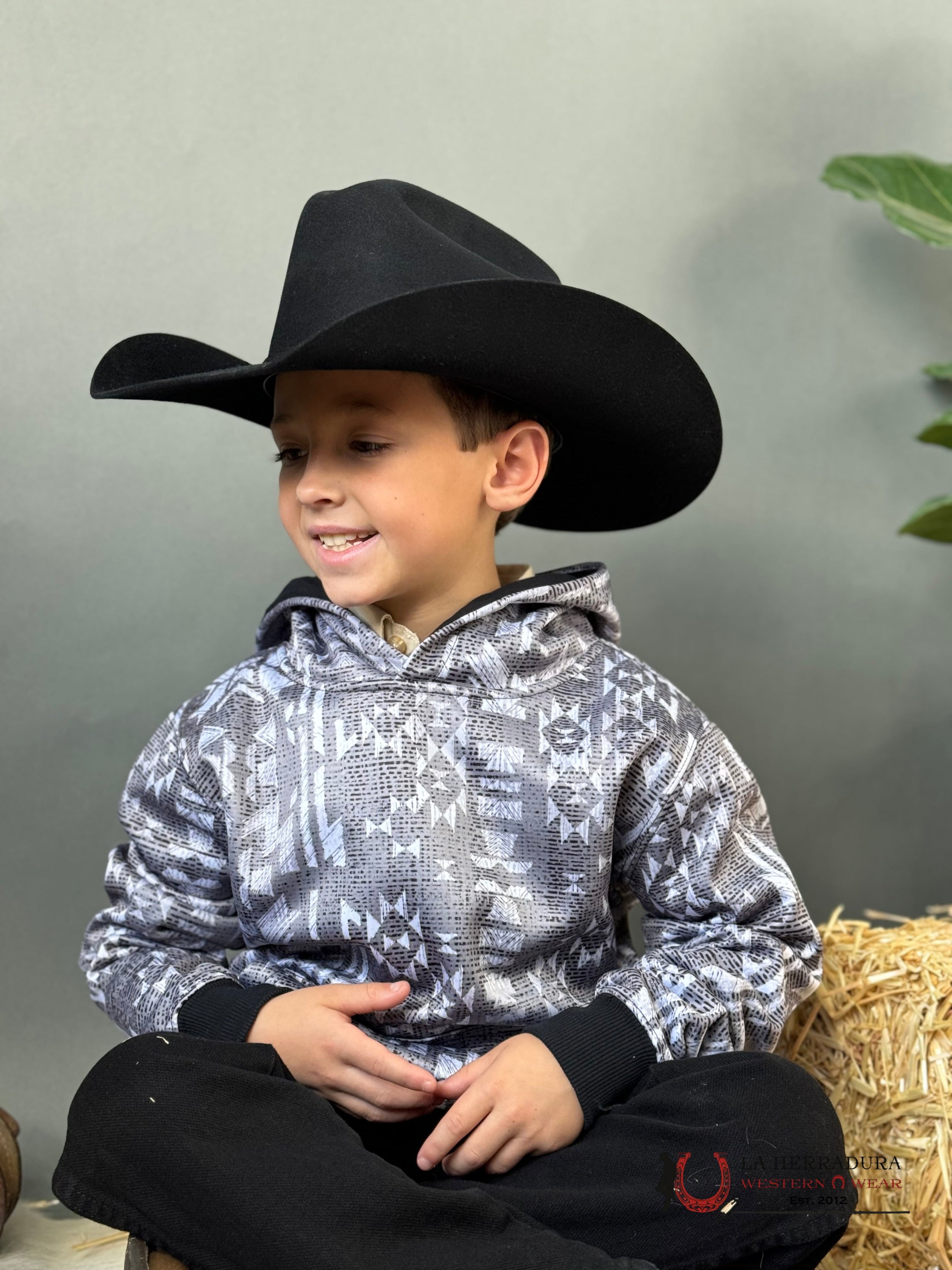 Hooey “Mesa” Grey/White Hoodie Kids Niños