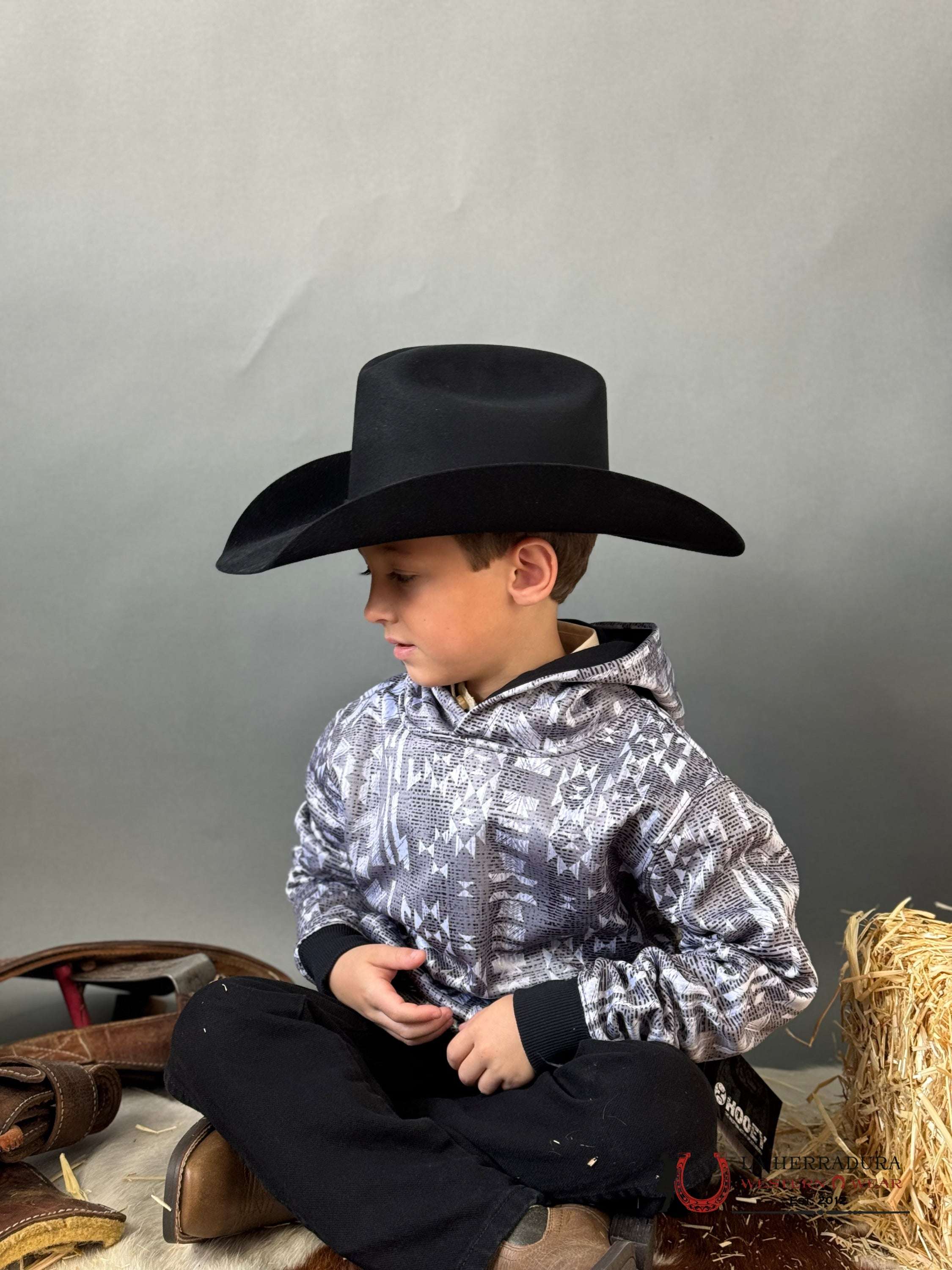 Hooey “Mesa” Grey/White Hoodie Kids Niños