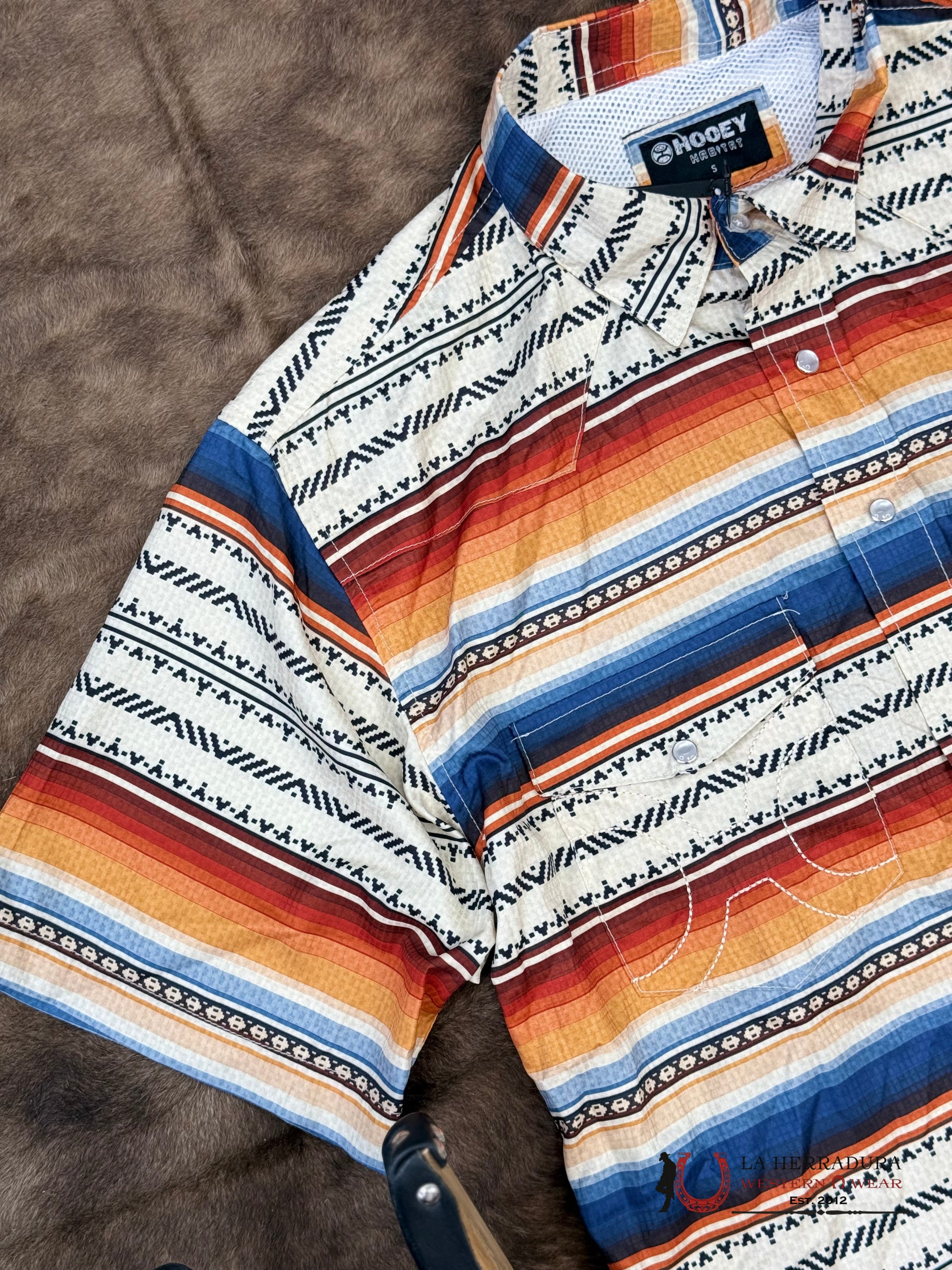 HOOEY Multi Color Serape Pattern Short Sleeve ROPA HOMBRES