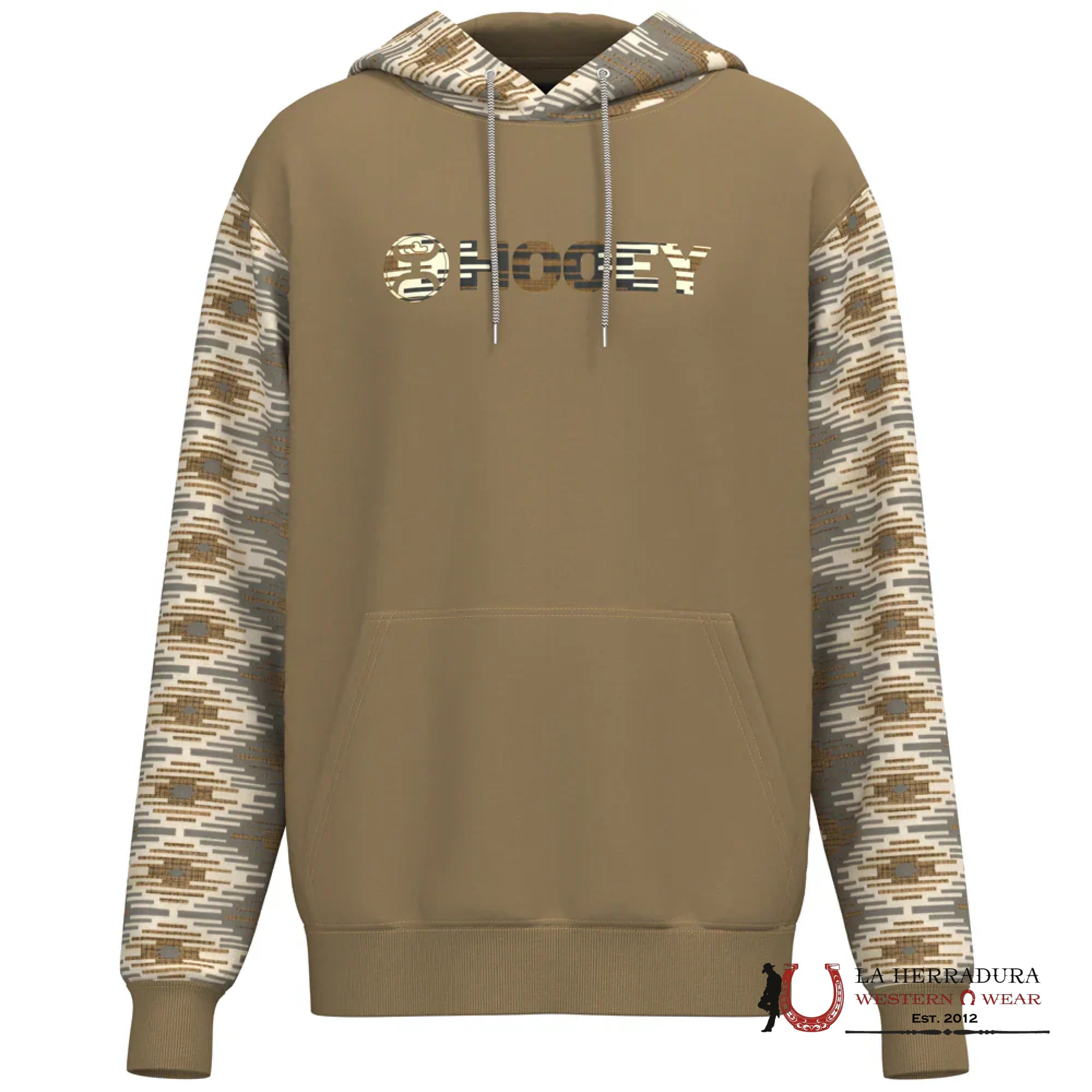 Hooey® Men’s Hoodie ’Lock-Up’ Tan W/ Cream/Tan Aztec Pattern Tncr-S Ropa Hombres