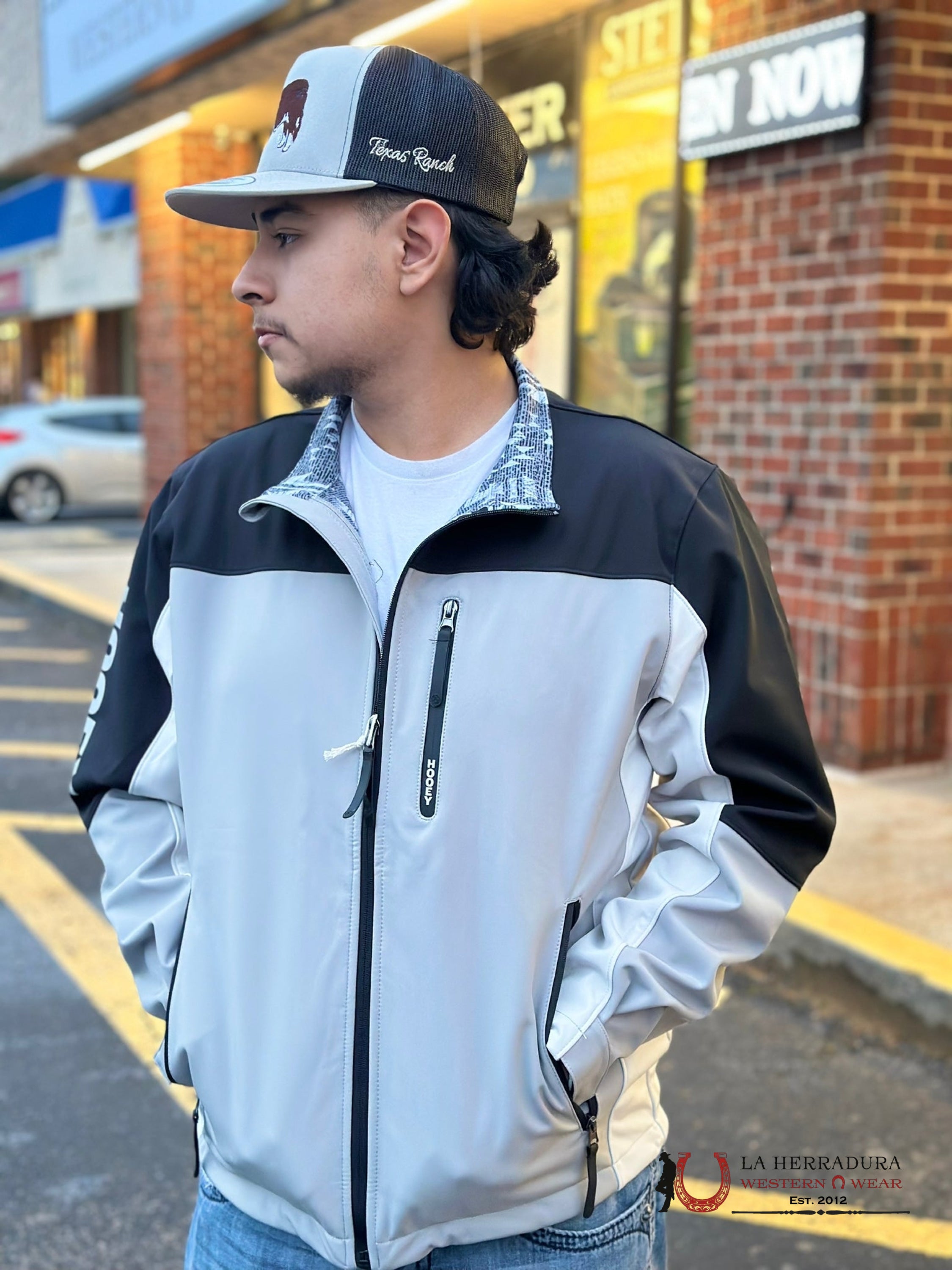 Hooey® Men’s Jacket Softshell Charcoal W/Grey & Black Accents On Sleeves Ropa Hombres