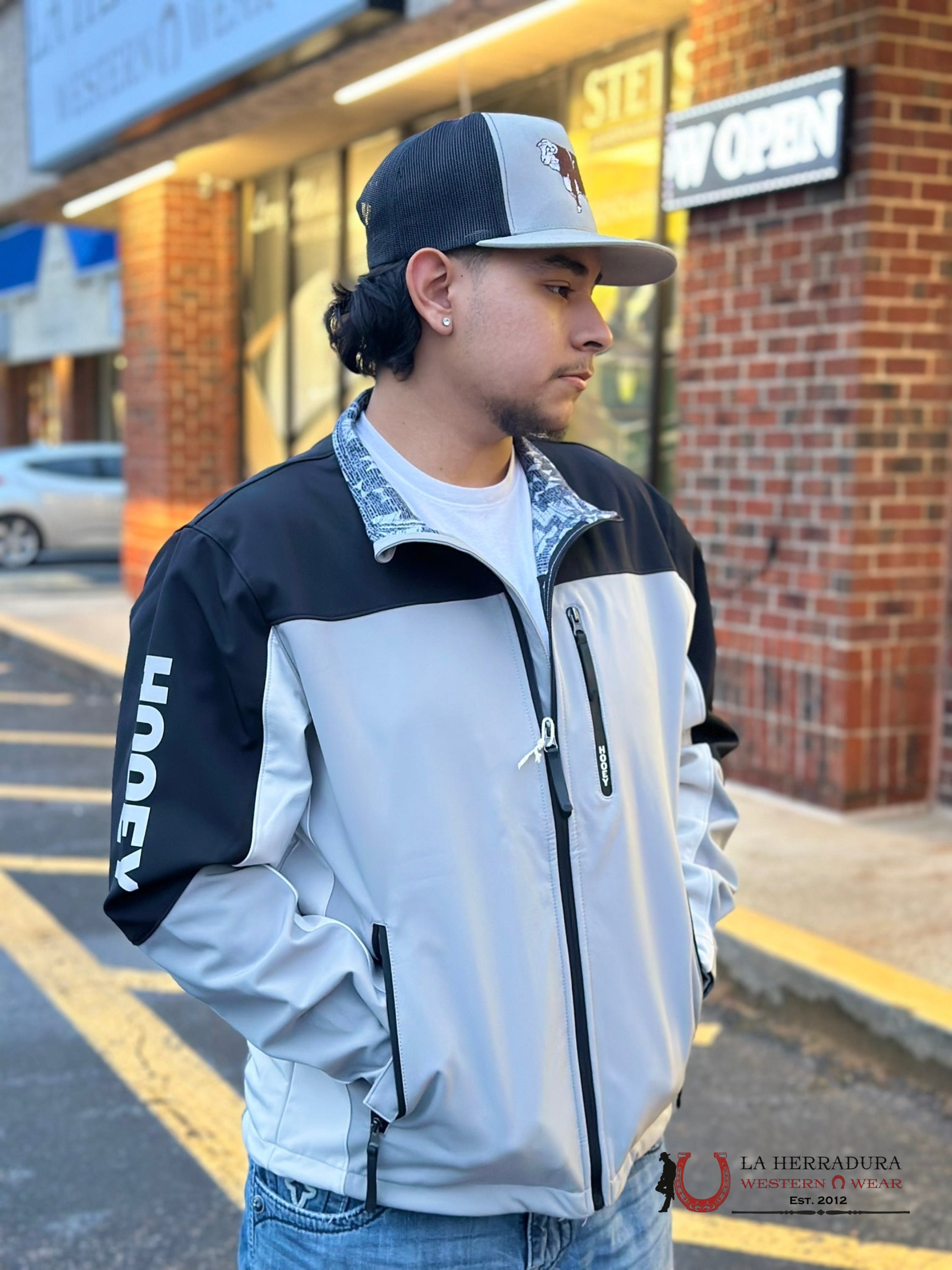 Hooey® Men’s Jacket Softshell Charcoal W/Grey & Black Accents On Sleeves Ropa Hombres