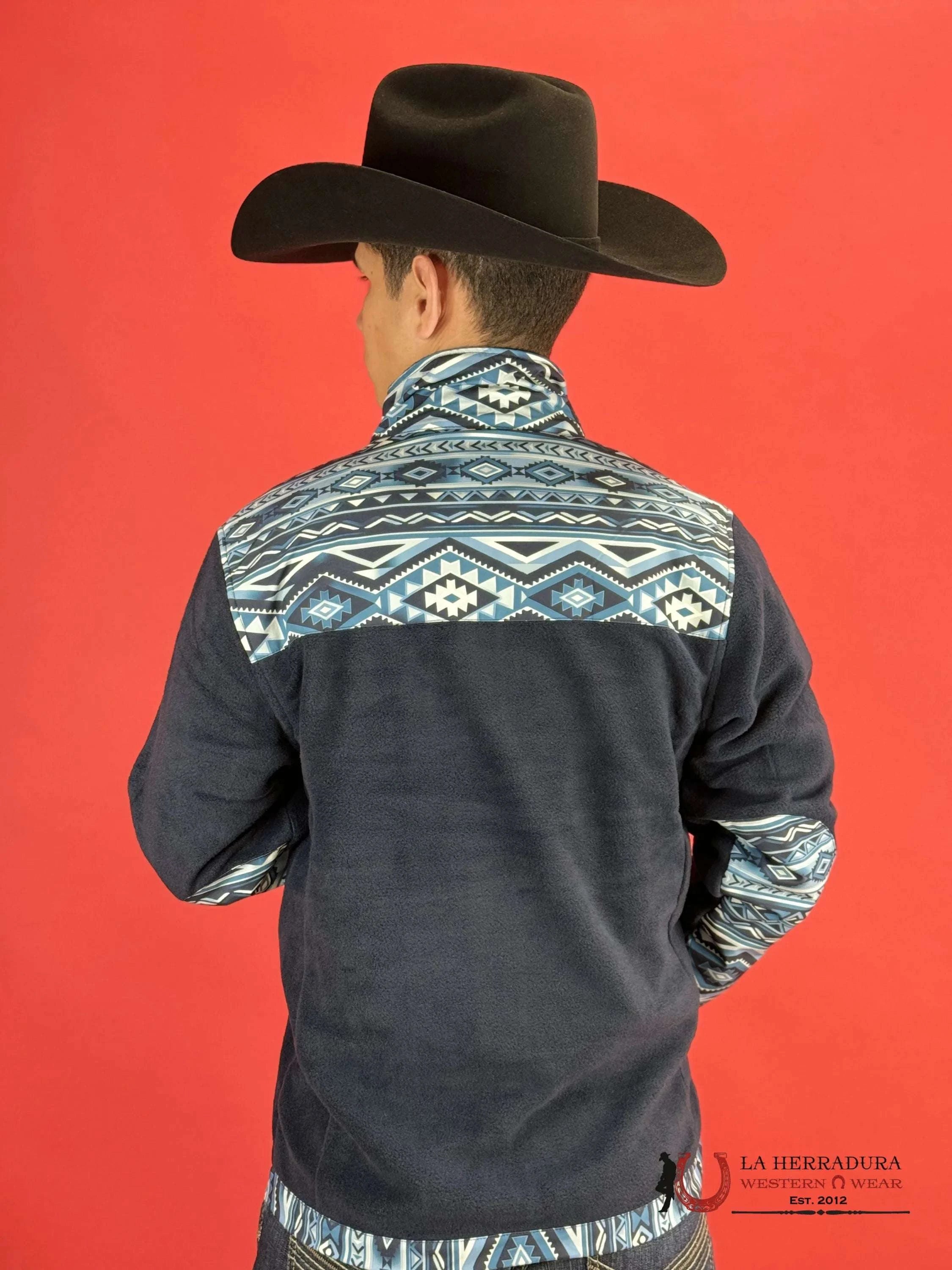 Hooey® Men’s Jacket Tech Fleece Navy Aztec Pattern Full Zip Ropa Hombres