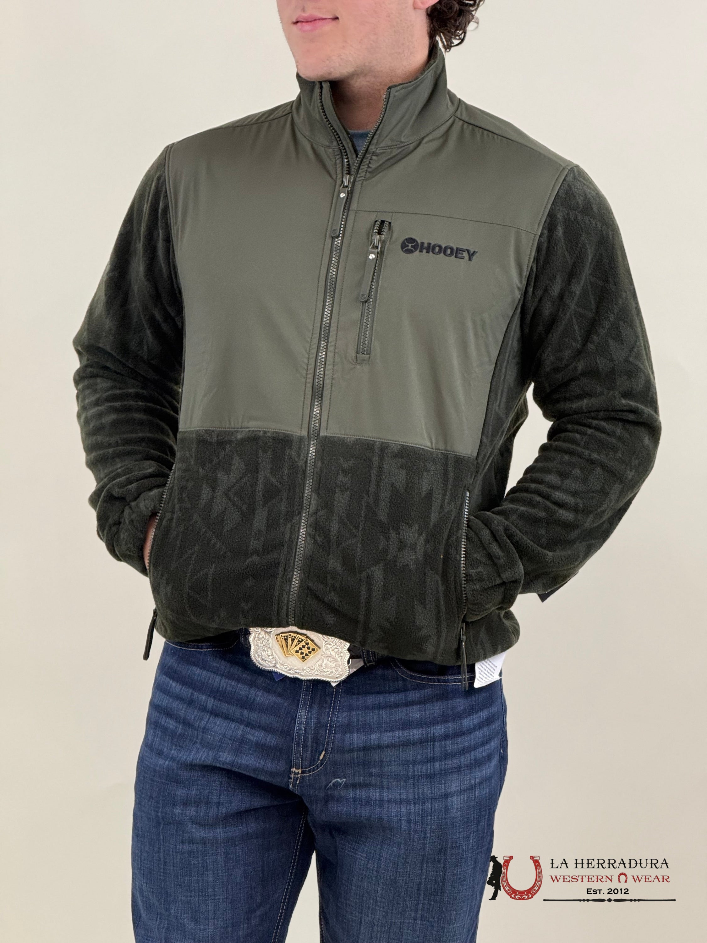 Hooey® Men’s Olive Full Zip Tech Fleece Jacket Ropa Hombres