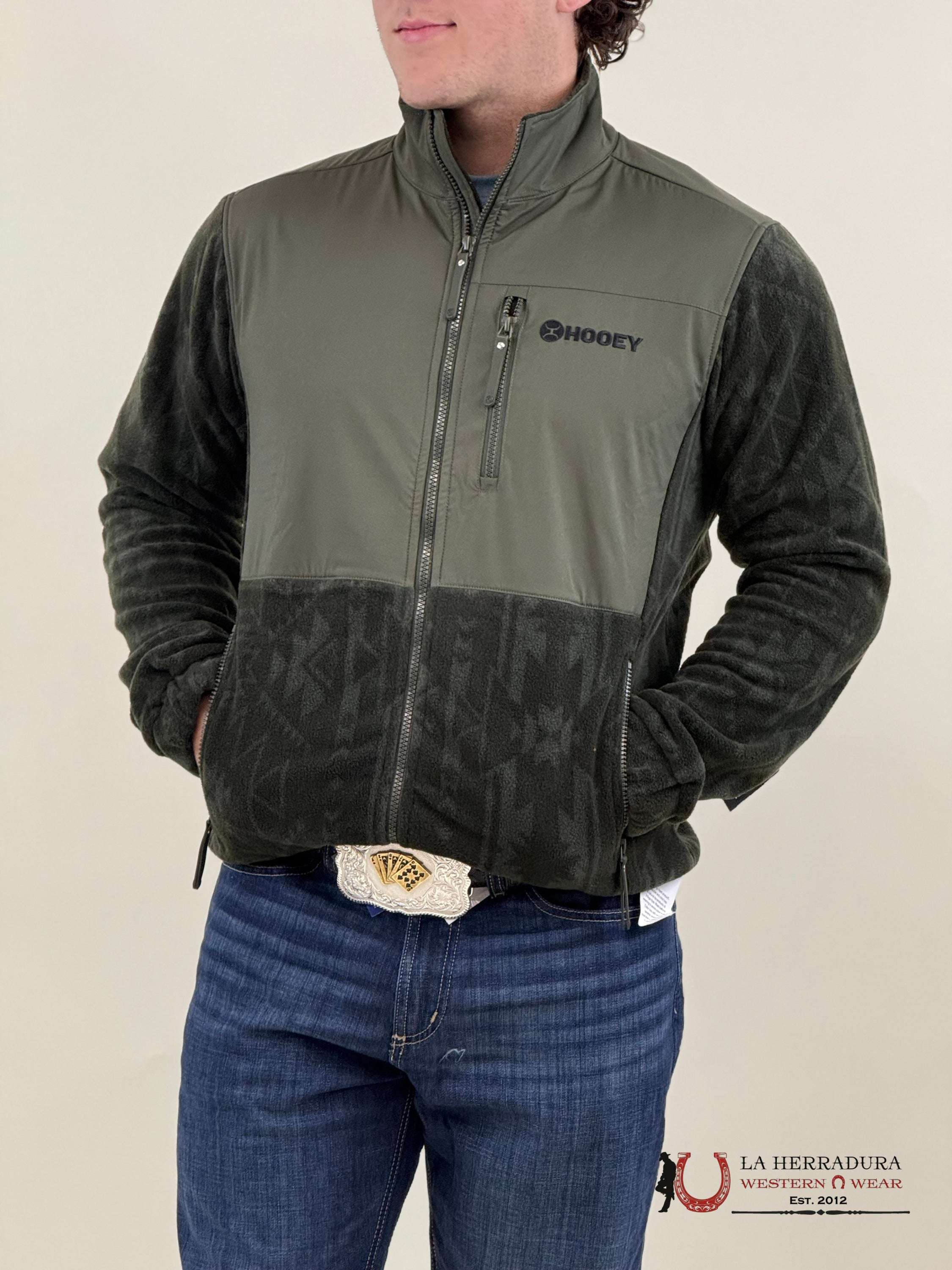 Hooey® Men’s Olive Full Zip Tech Fleece Jacket Ropa Hombres