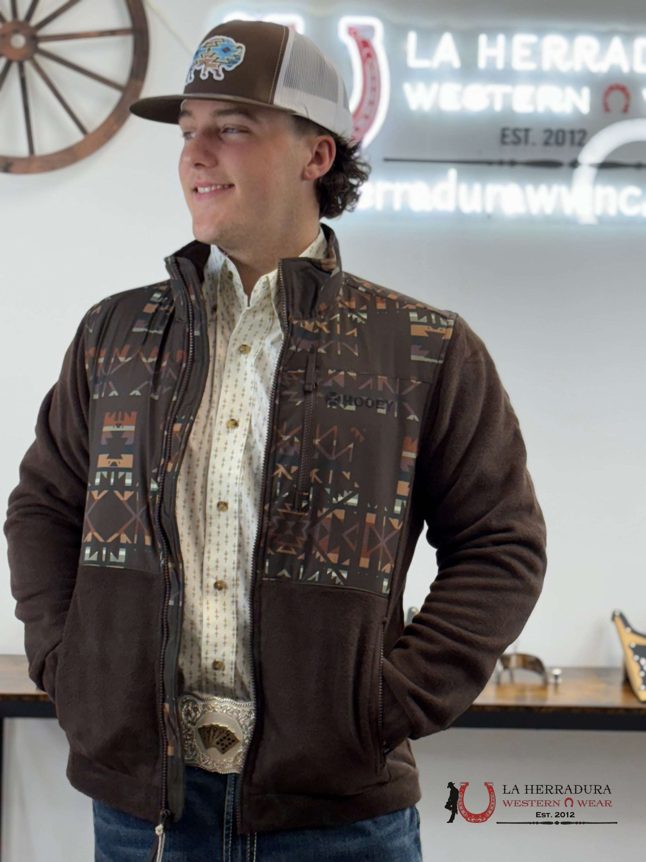 Hooey® Men’s Tech Brown Full Zip Aztec Jacket Ropa Hombres