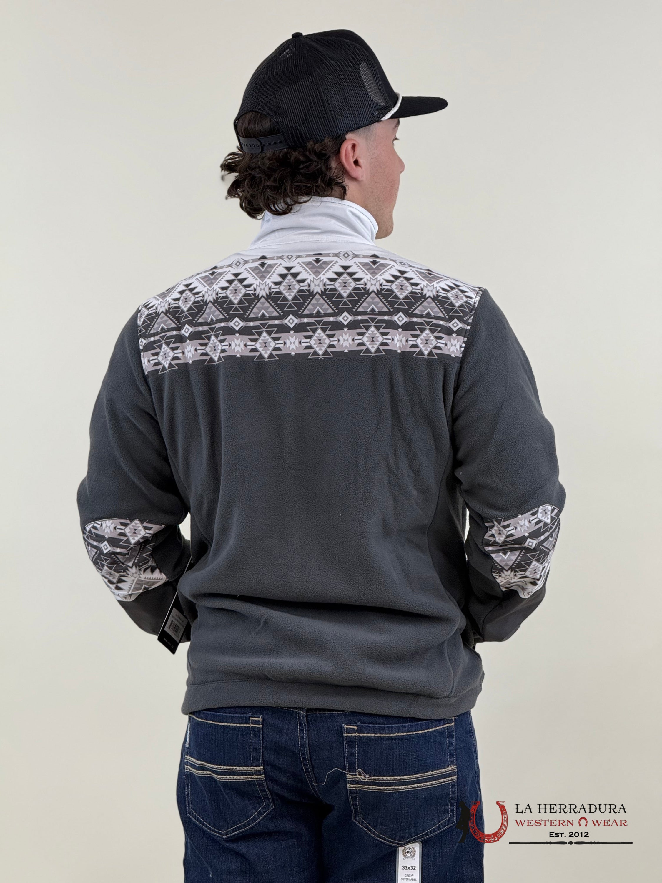 Hooey® Men’s Tech Fleece Jacket Black/White W/Aztec Bkwh-S Ropa Hombres