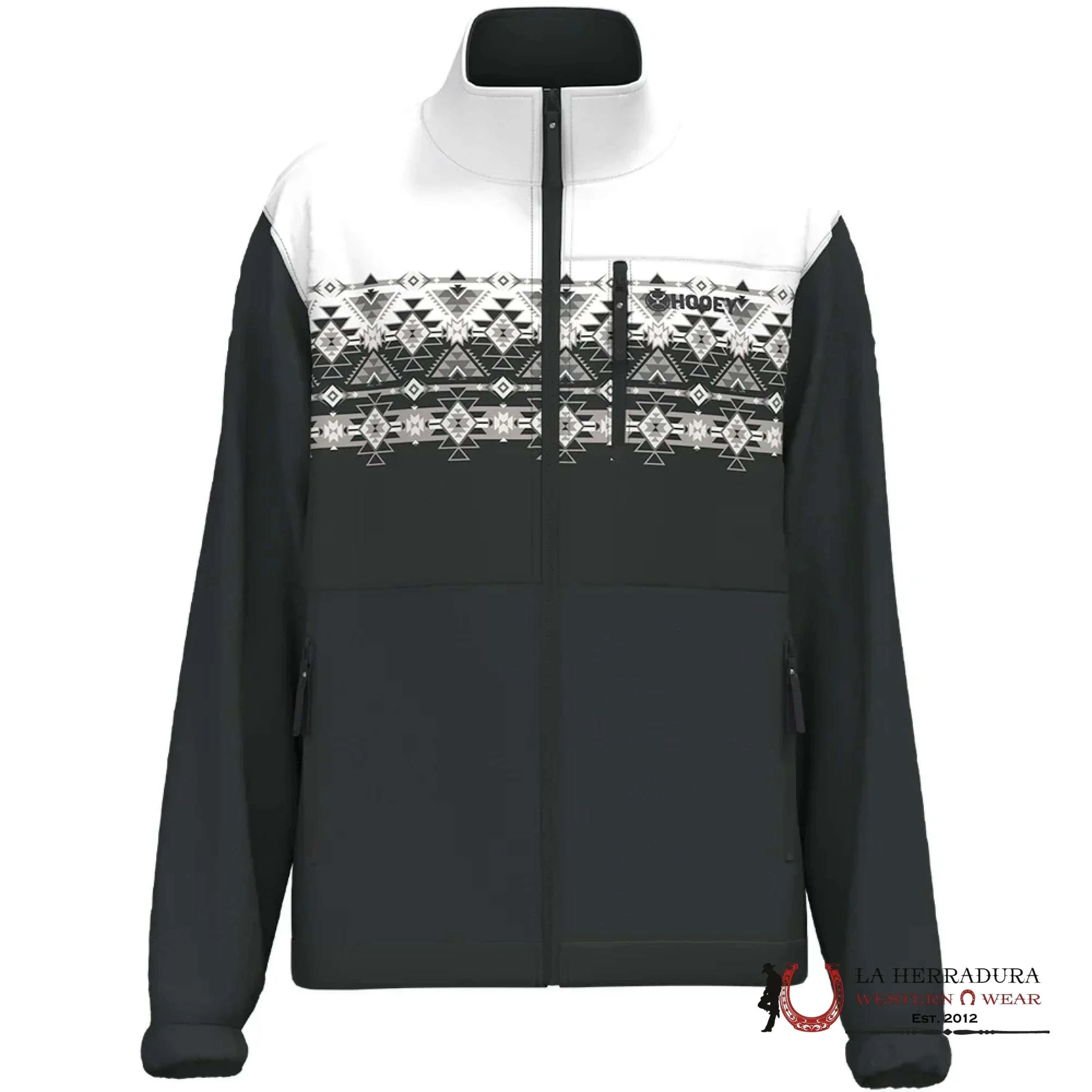 Hooey® Men’s Tech Fleece Jacket Black/White W/Aztec Bkwh-S Ropa Hombres