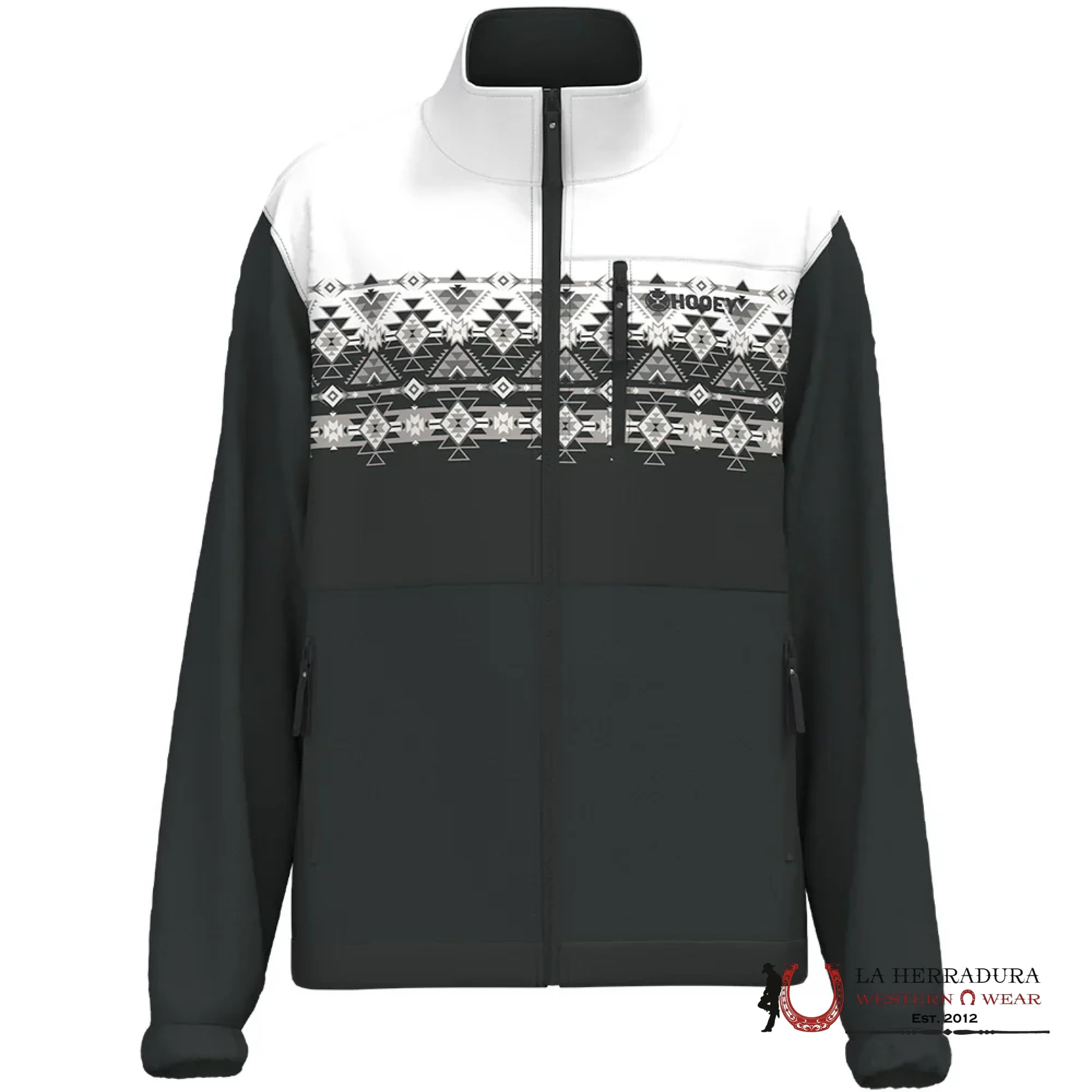 Hooey® Men’s Tech Fleece Jacket Black/White W/Aztec Bkwh-S Ropa Hombres