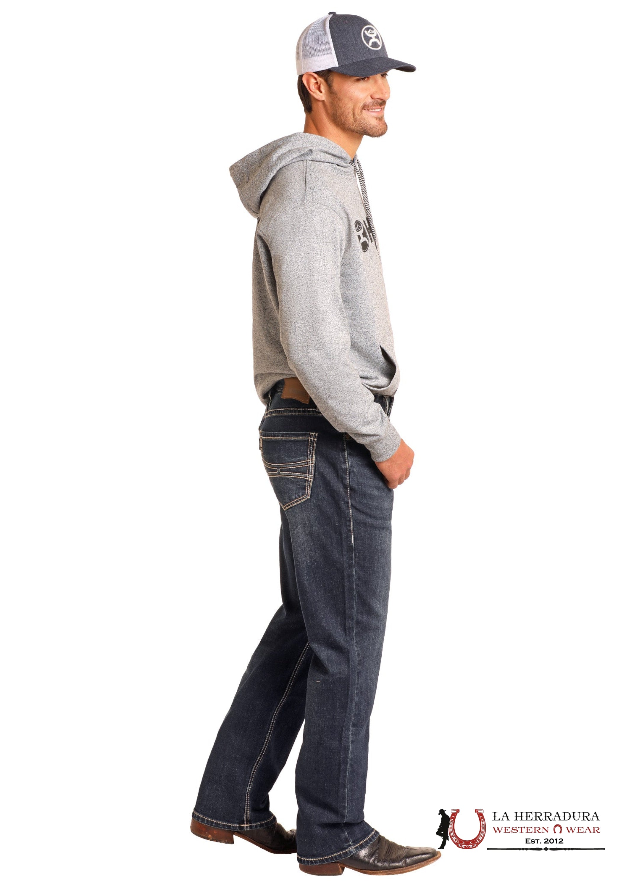 HOOEY ROCK&ROLLRELAXED FIT STACKABLE BOOTCUT JEANS - DARK WASH - HMTBD05035 ROPA HOMBRES