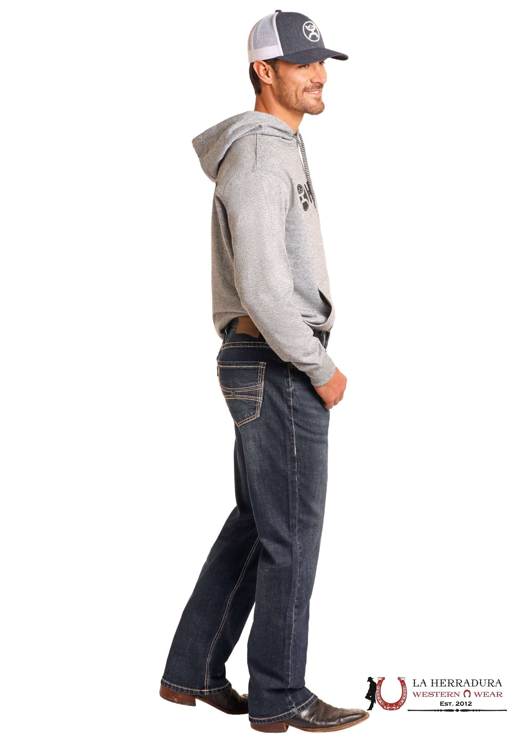 HOOEY ROCK&ROLLRELAXED FIT STACKABLE BOOTCUT JEANS - DARK WASH - HMTBD05035 ROPA HOMBRES