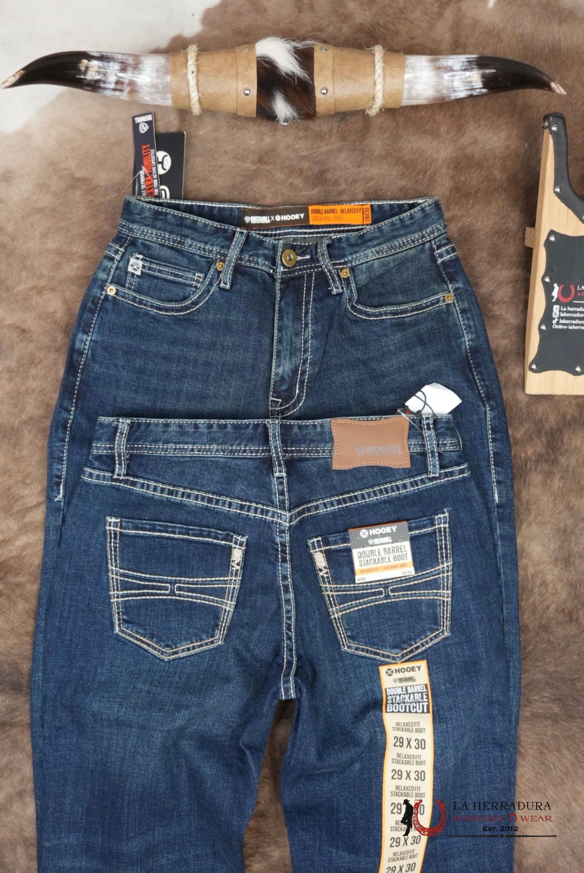 HOOEY ROCK&ROLLRELAXED FIT STACKABLE BOOTCUT JEANS - DARK WASH ROPA HOMBRES