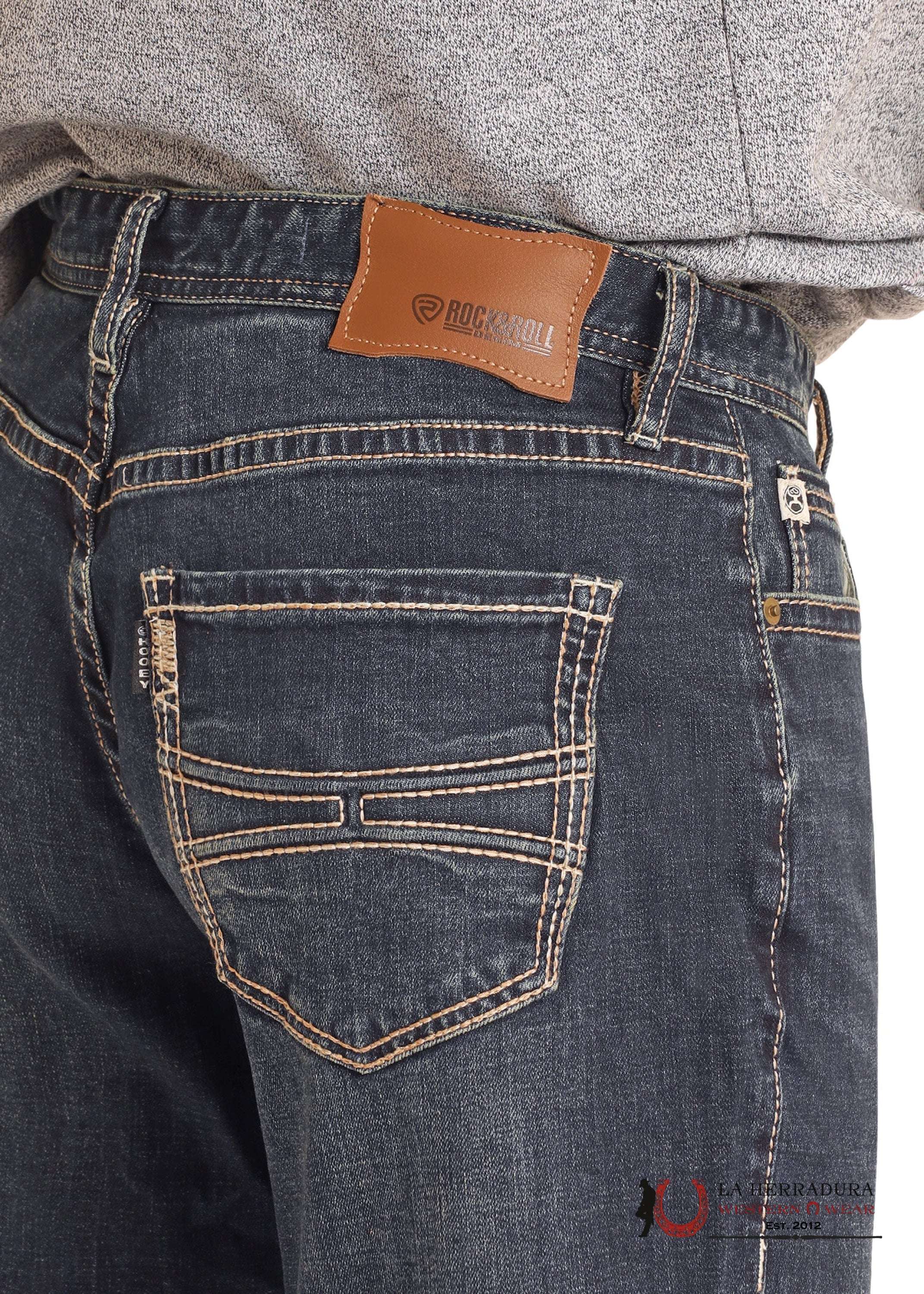 HOOEY ROCK&ROLLRELAXED FIT STACKABLE BOOTCUT JEANS - DARK WASH - HMTBD05035 ROPA HOMBRES