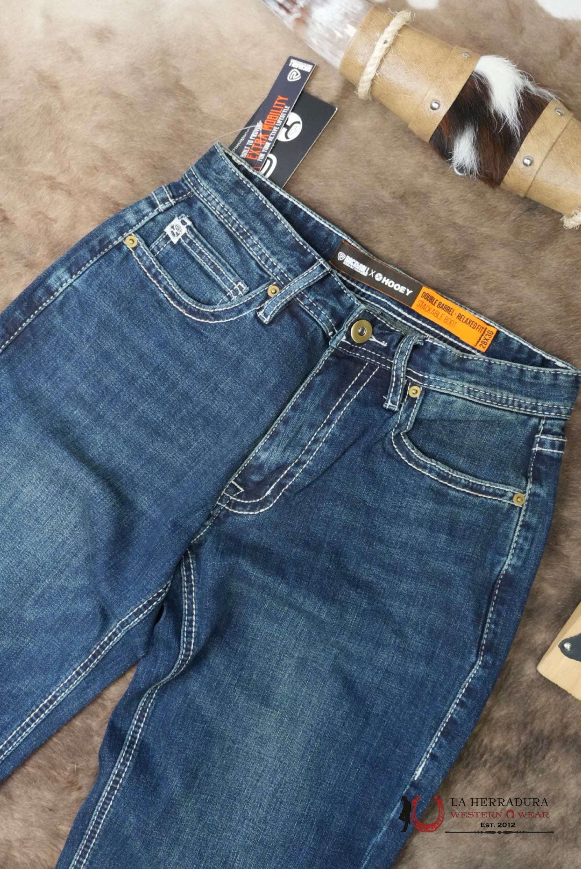 HOOEY ROCK&ROLLRELAXED FIT STACKABLE BOOTCUT JEANS - DARK WASH ROPA HOMBRES