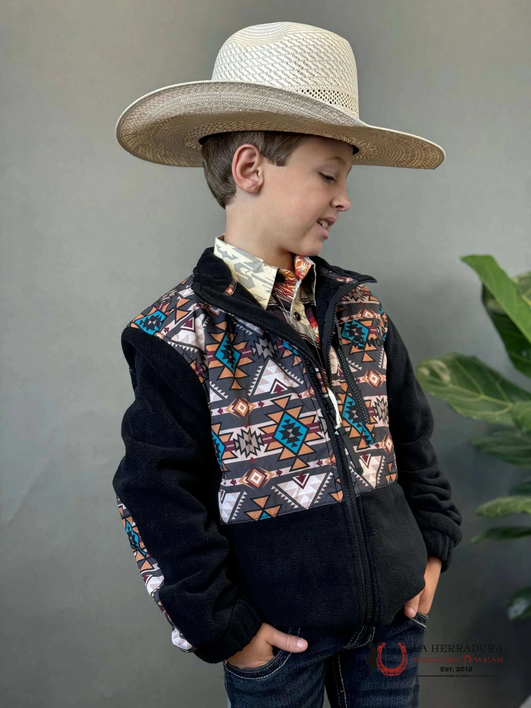 Hooey Soft Shell Jacket Youth Black / Aztec Niños