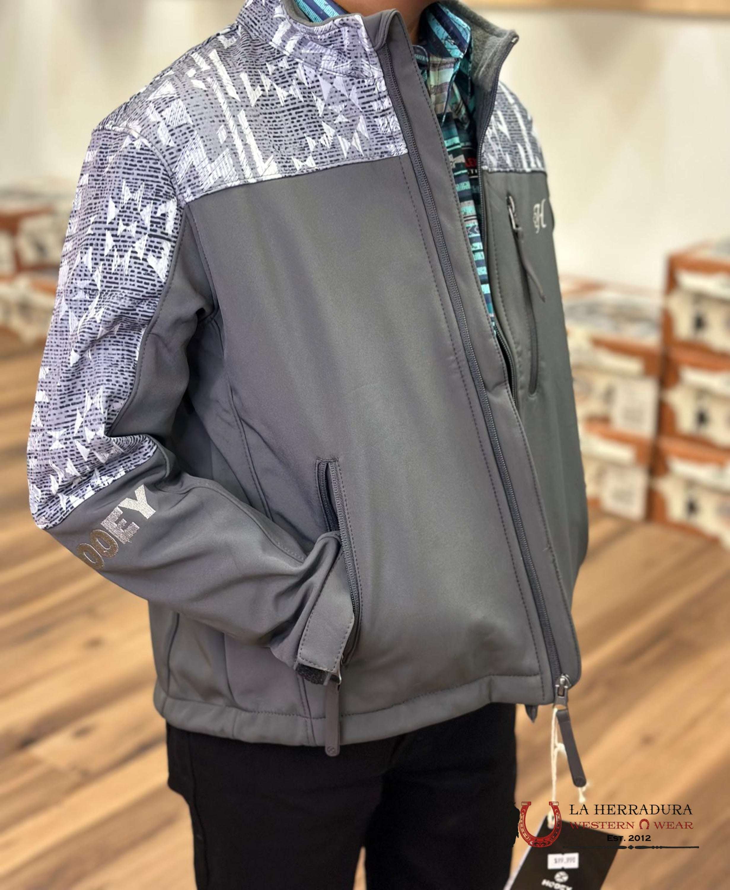 Hooey Soft Shell Jacket Youth Grey Aztec Niños