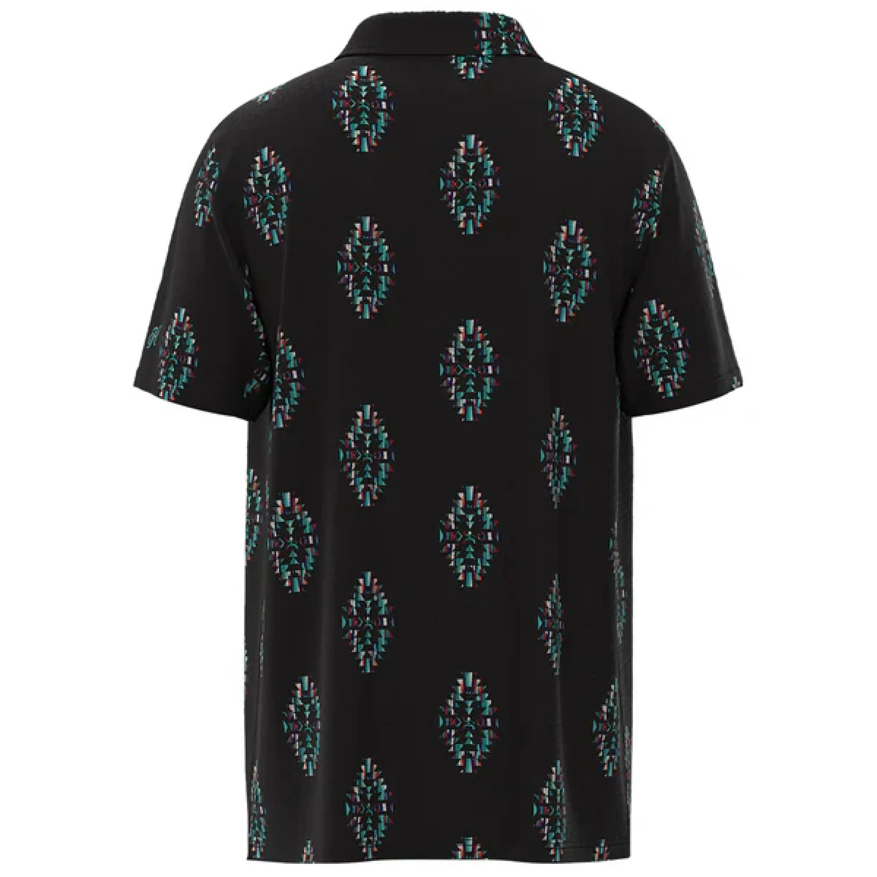 HOOEY Weekender Black/Turquoise Golf Aztec Polo Short Sleeve Men Shirt ROPA HOMBRES