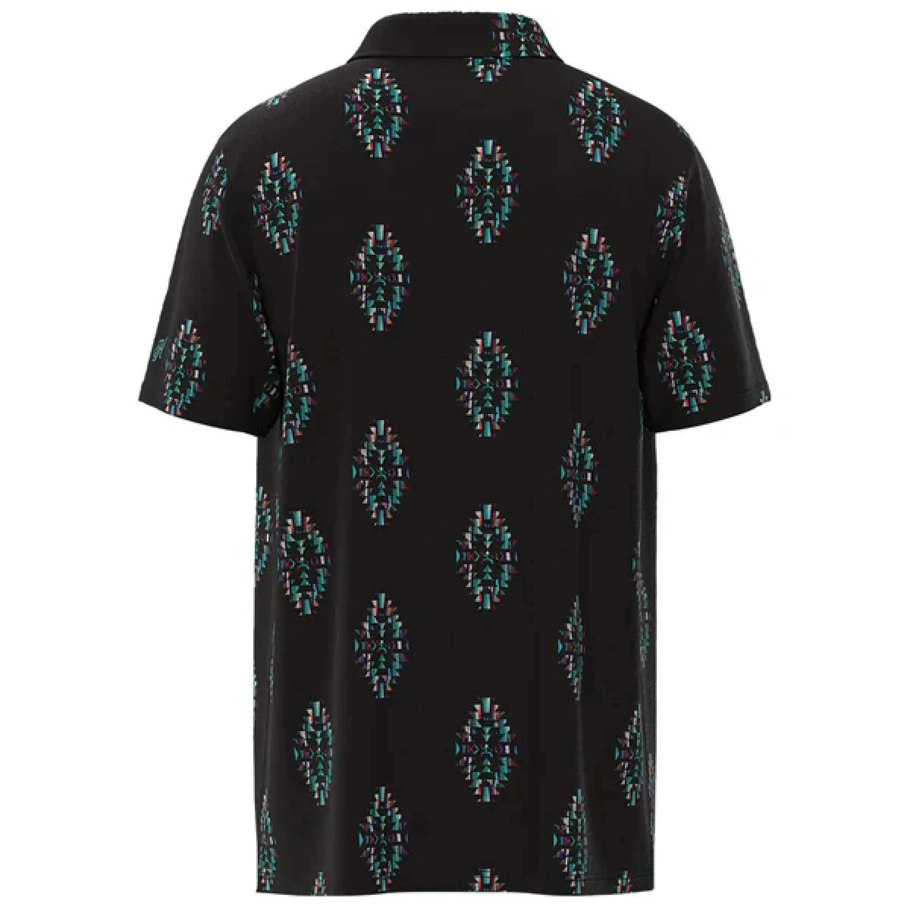 HOOEY Weekender Black/Turquoise Golf Aztec Polo Short Sleeve Men Shirt ROPA HOMBRES