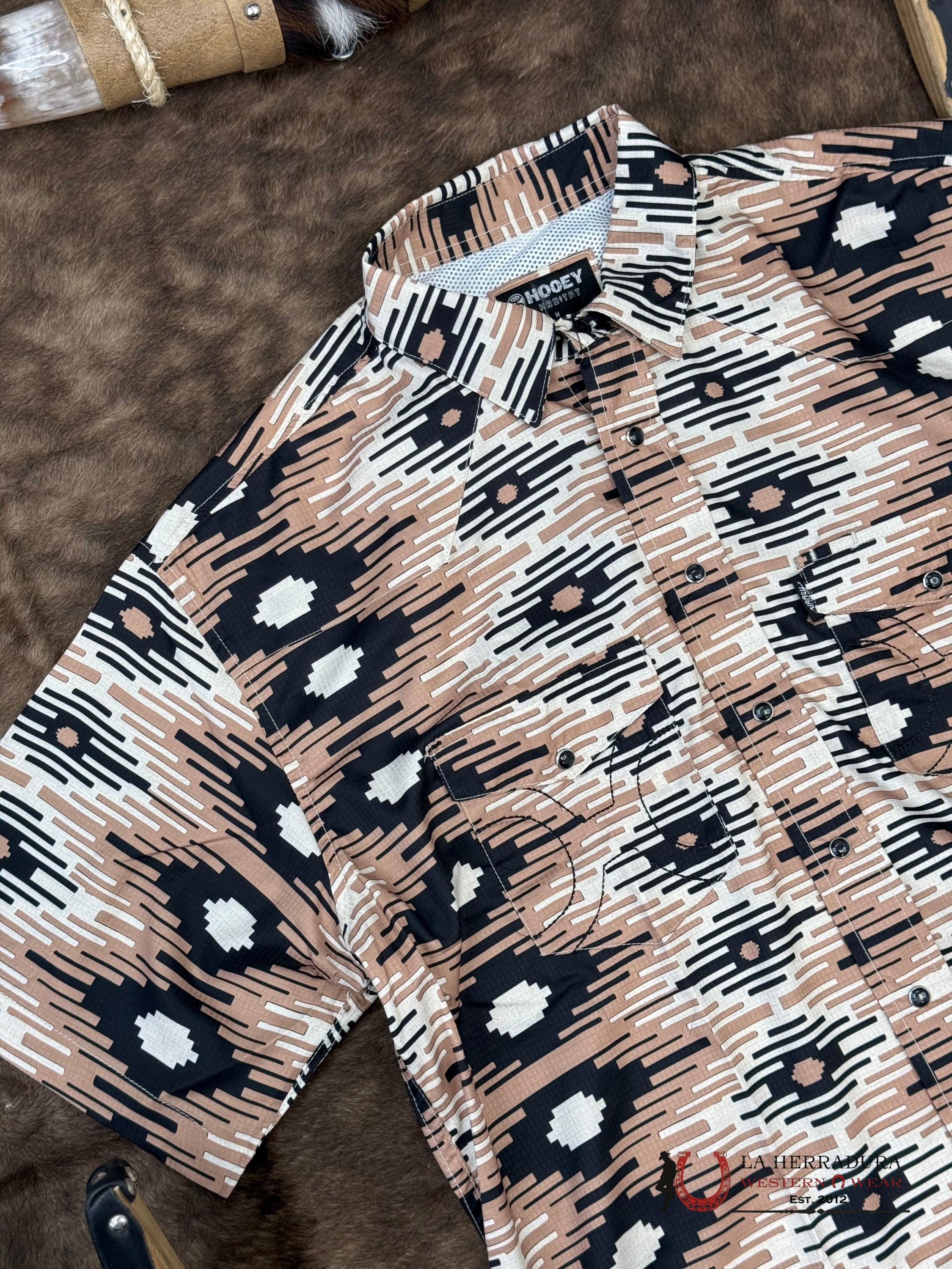 HOOEY Whitecap Grey/Portabella/Black Saddle Short Sleeve ROPA HOMBRES