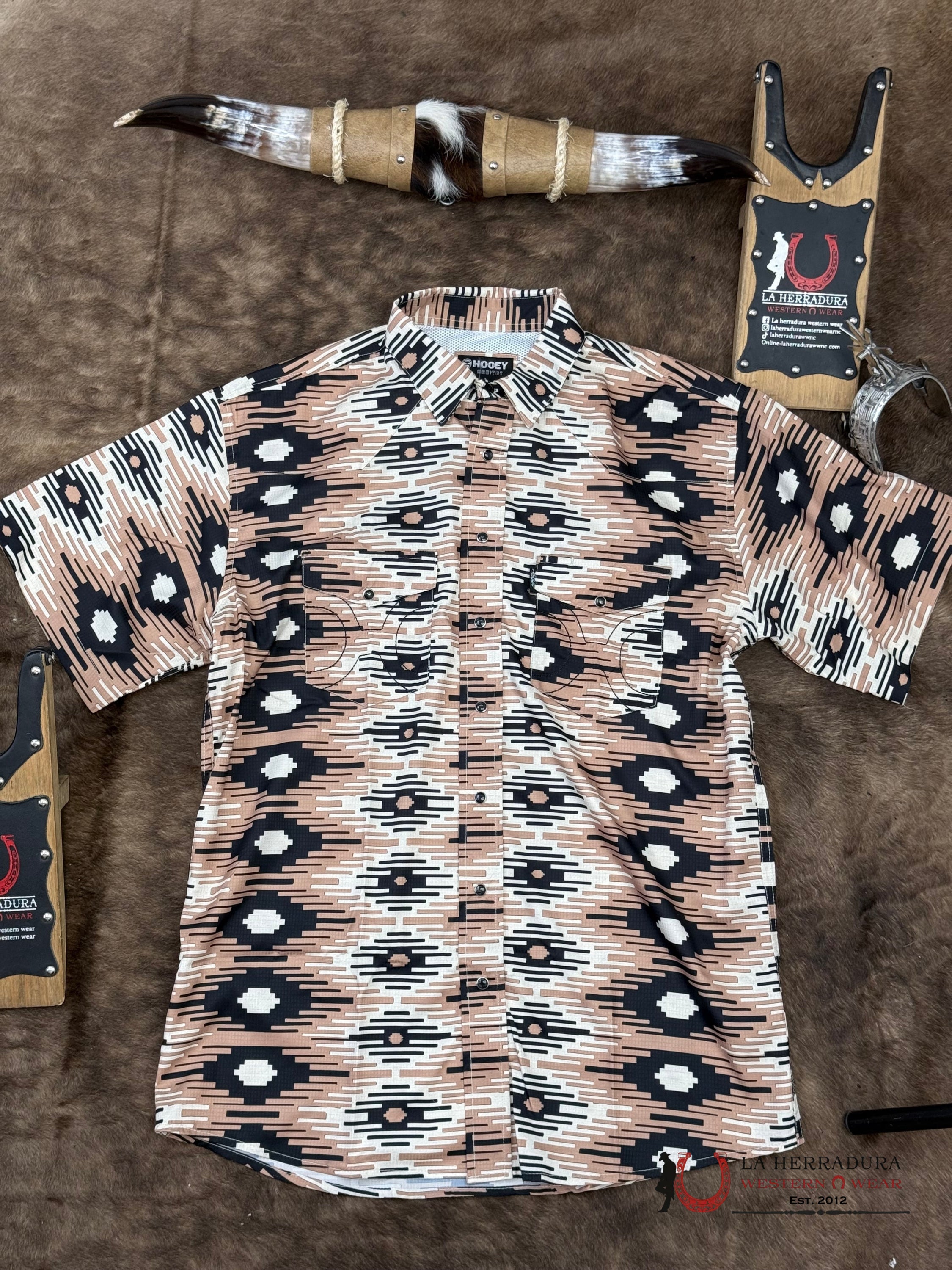 HOOEY Whitecap Grey/Portabella/Black Saddle Short Sleeve ROPA HOMBRES