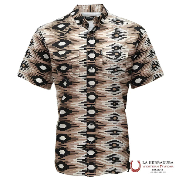 HOOEY WHITECAP GREY/PORTABELLA/BLACK SADDLE SHORT SLEEVE HT1861BRBK