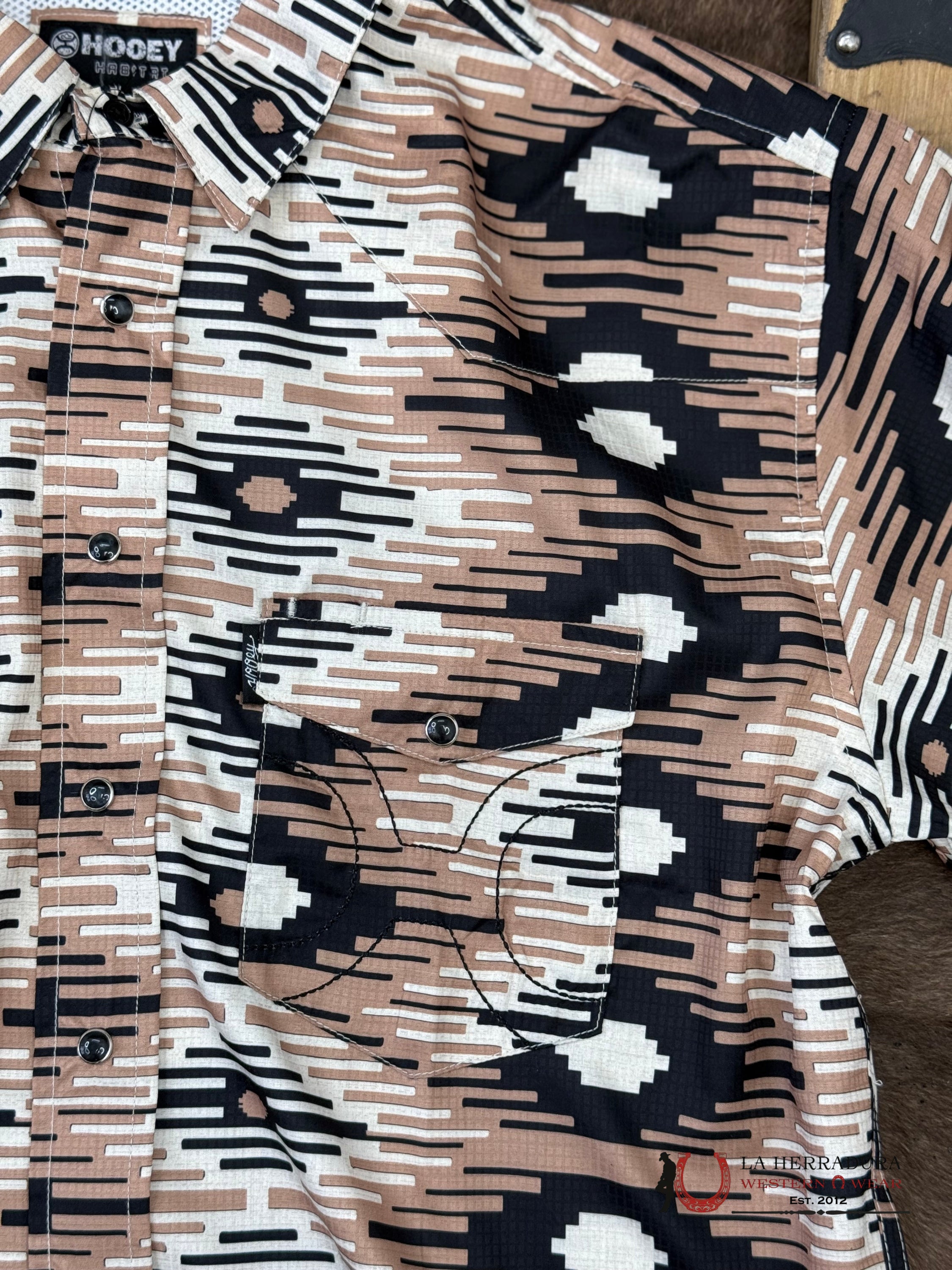 HOOEY Whitecap Grey/Portabella/Black Saddle Short Sleeve ROPA HOMBRES