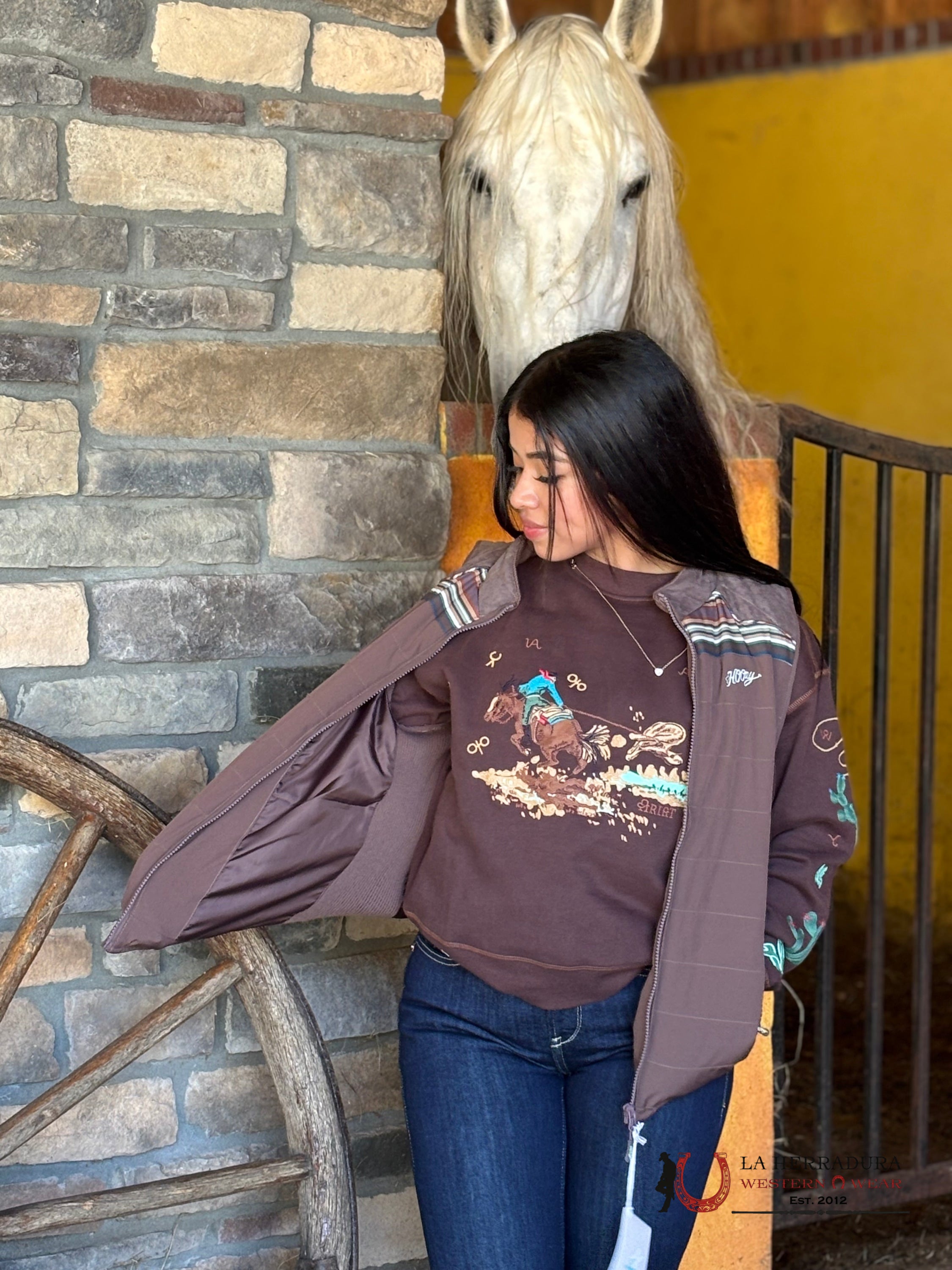 Hooey Women Serape/Solid Packble Vest Ropa Mujeres