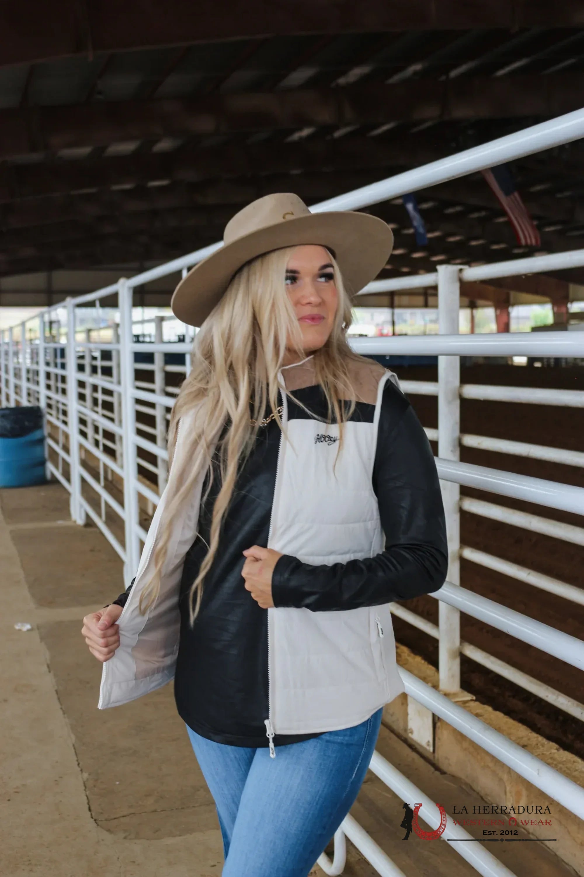 Hooey Women Tan Cream Puffer Vest Ropa Mujeres